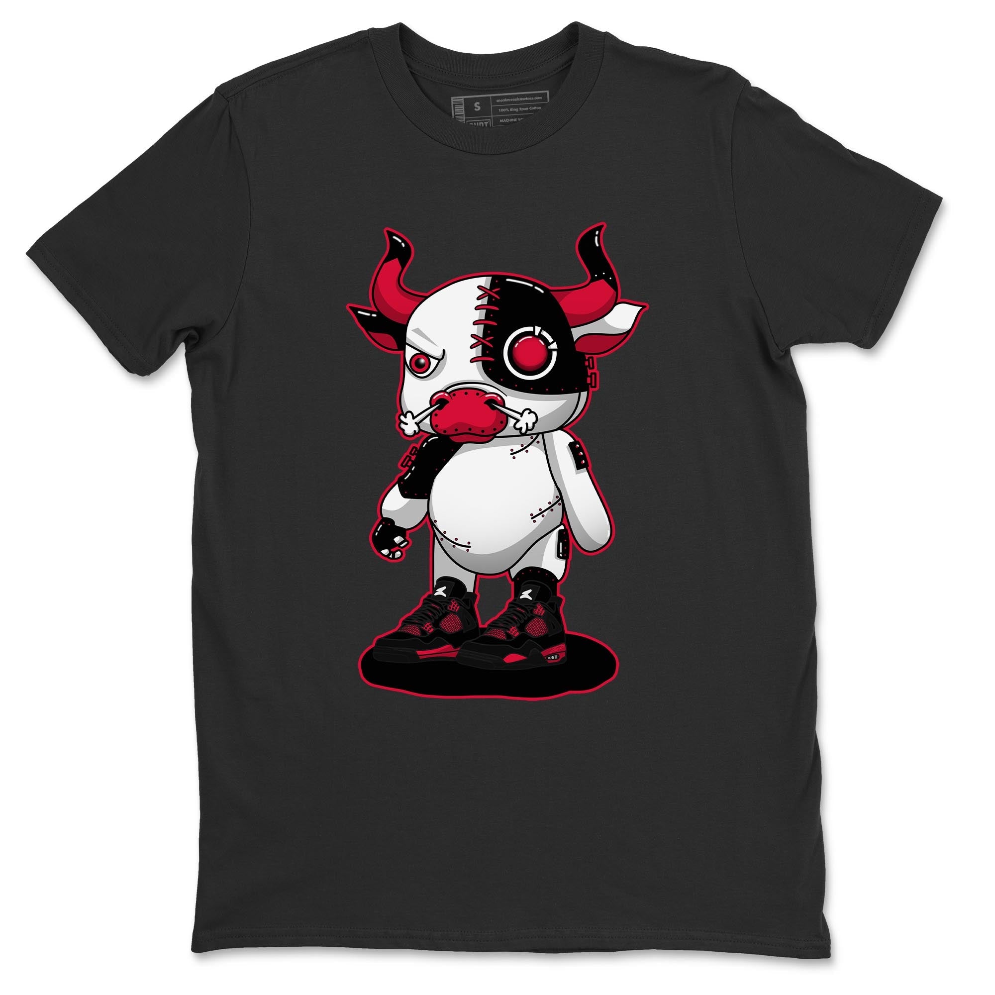 Jordan 4 Red Thunder Sneaker Match Tees Cyborg Bull Sneaker Tees Jordan 4 Red Thunder Sneaker Release Tees Unisex Shirts
