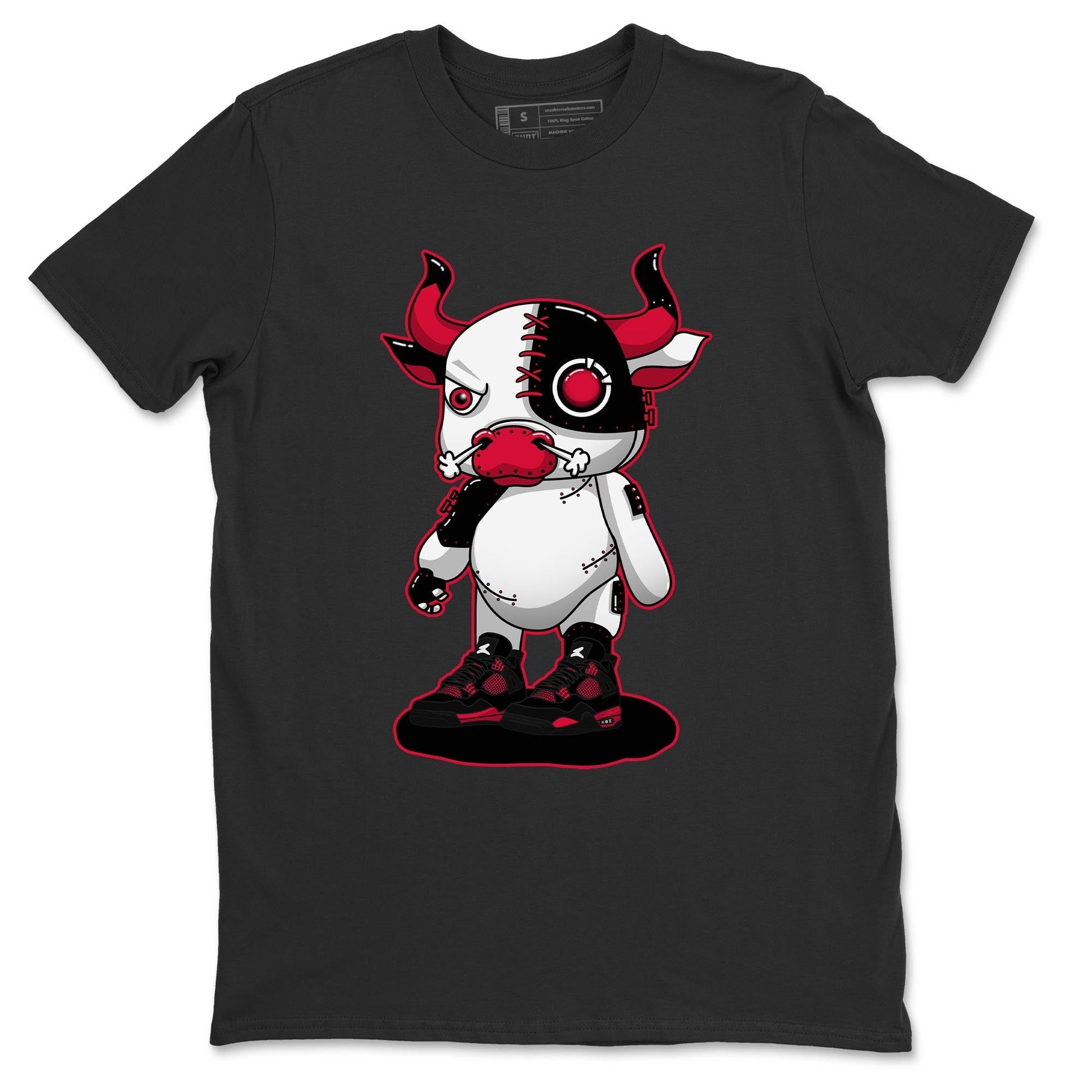 Jordan 4 Red Thunder Sneaker Match Tees Cyborg Bull Sneaker Tees Jordan 4 Red Thunder Sneaker Release Tees Unisex Shirts