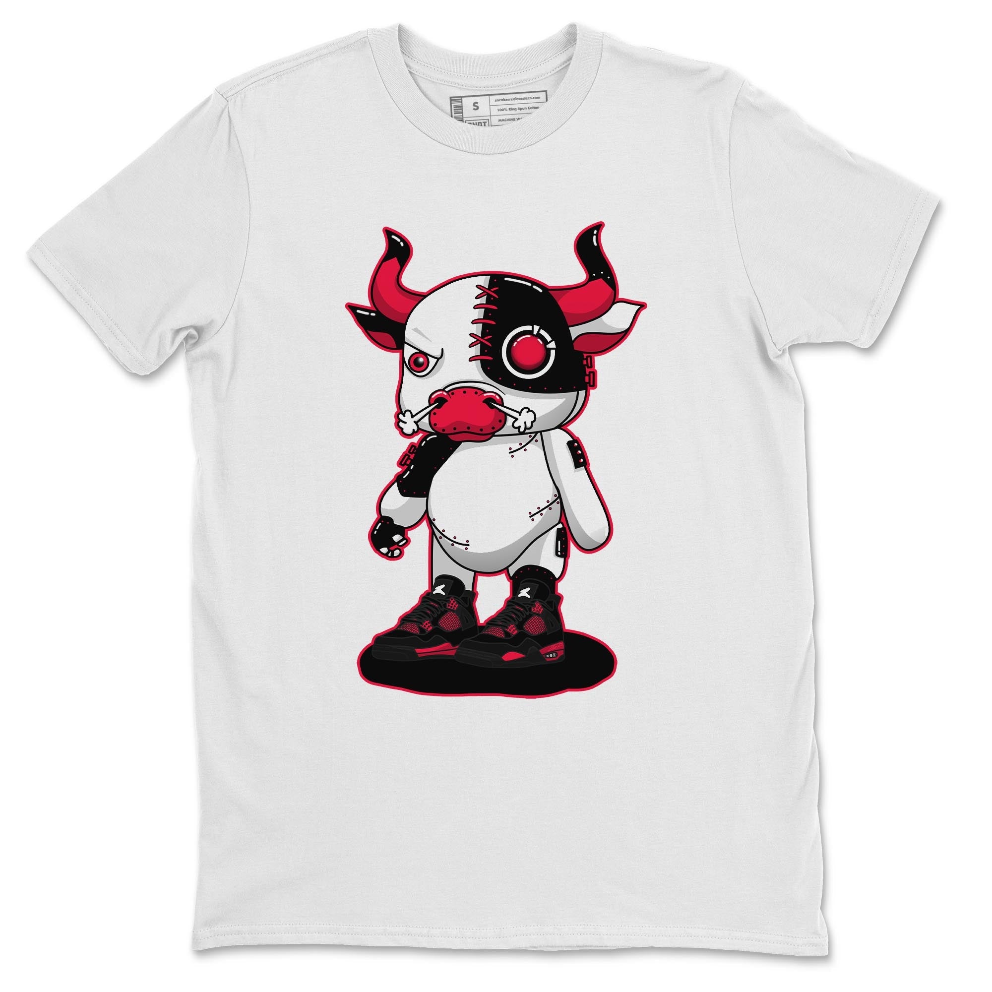 Jordan 4 Red Thunder Sneaker Match Tees Cyborg Bull Sneaker Tees Jordan 4 Red Thunder Sneaker Release Tees Unisex Shirts