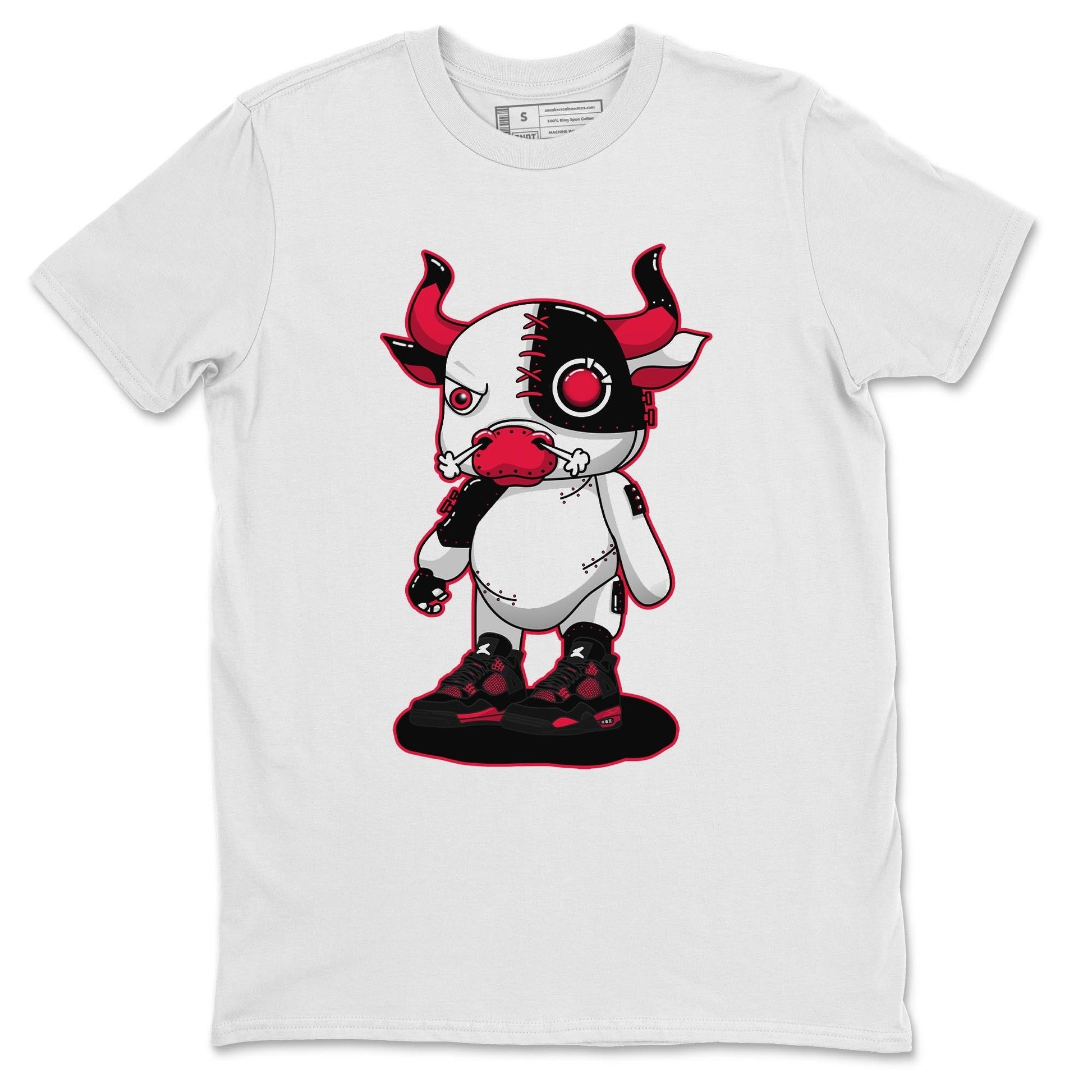Jordan 4 Red Thunder Sneaker Match Tees Cyborg Bull Sneaker Tees Jordan 4 Red Thunder Sneaker Release Tees Unisex Shirts