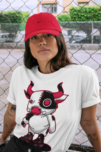 Jordan 4 Red Thunder Sneaker Match Tees Cyborg Bull Sneaker Tees Jordan 4 Red Thunder Sneaker Release Tees Unisex Shirts