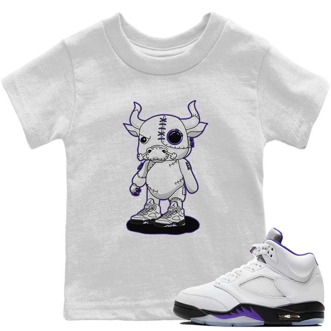 Jordan 5 Concord Sneaker Match Tees Cyborg Bull Sneaker Tees Jordan 5 Concord Sneaker Release Tees Kids Shirts