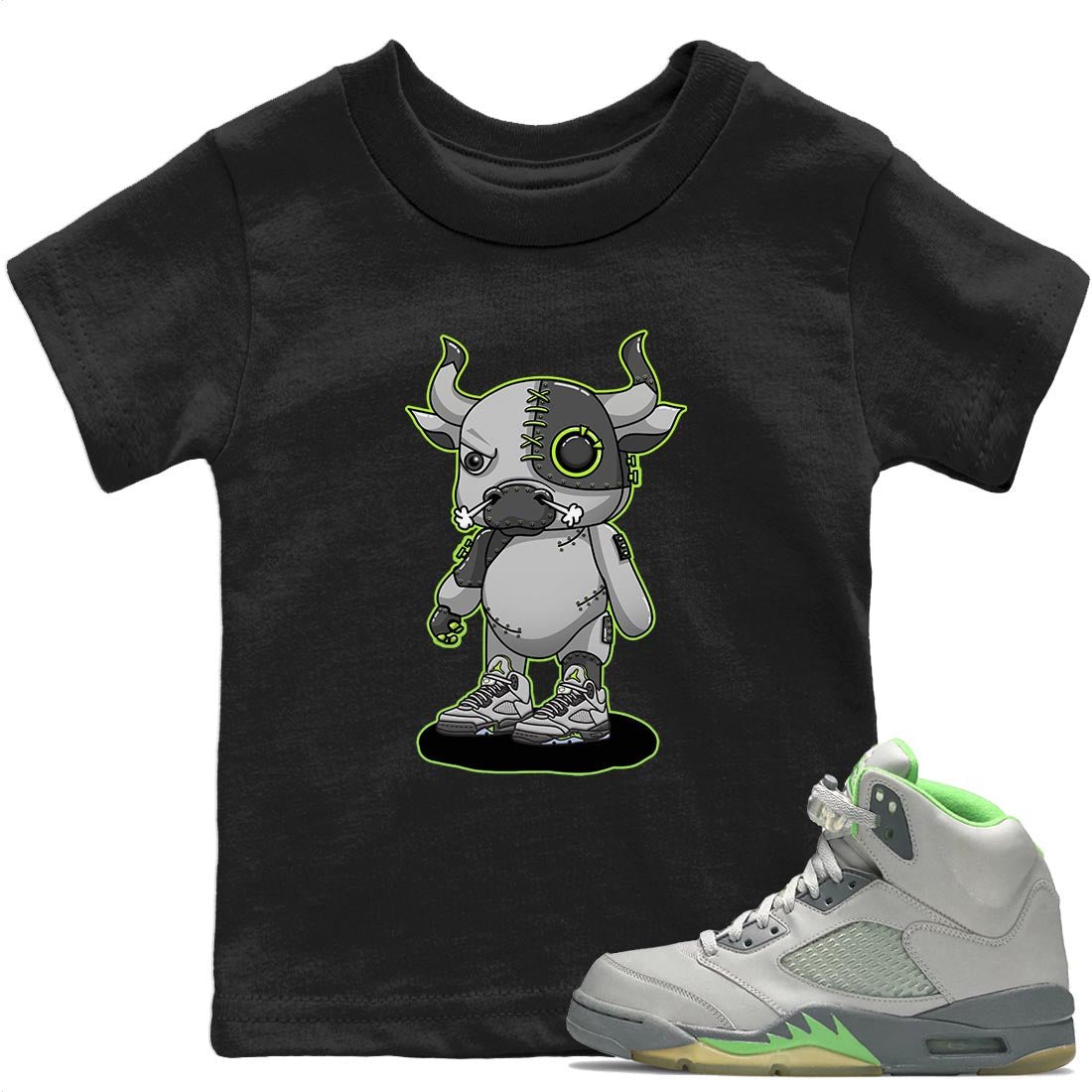 Jordan 5 Green Bean Sneaker Match Tees Cyborg Bull Sneaker Tees Jordan 5 Green Bean Sneaker Release Tees Kids Shirts