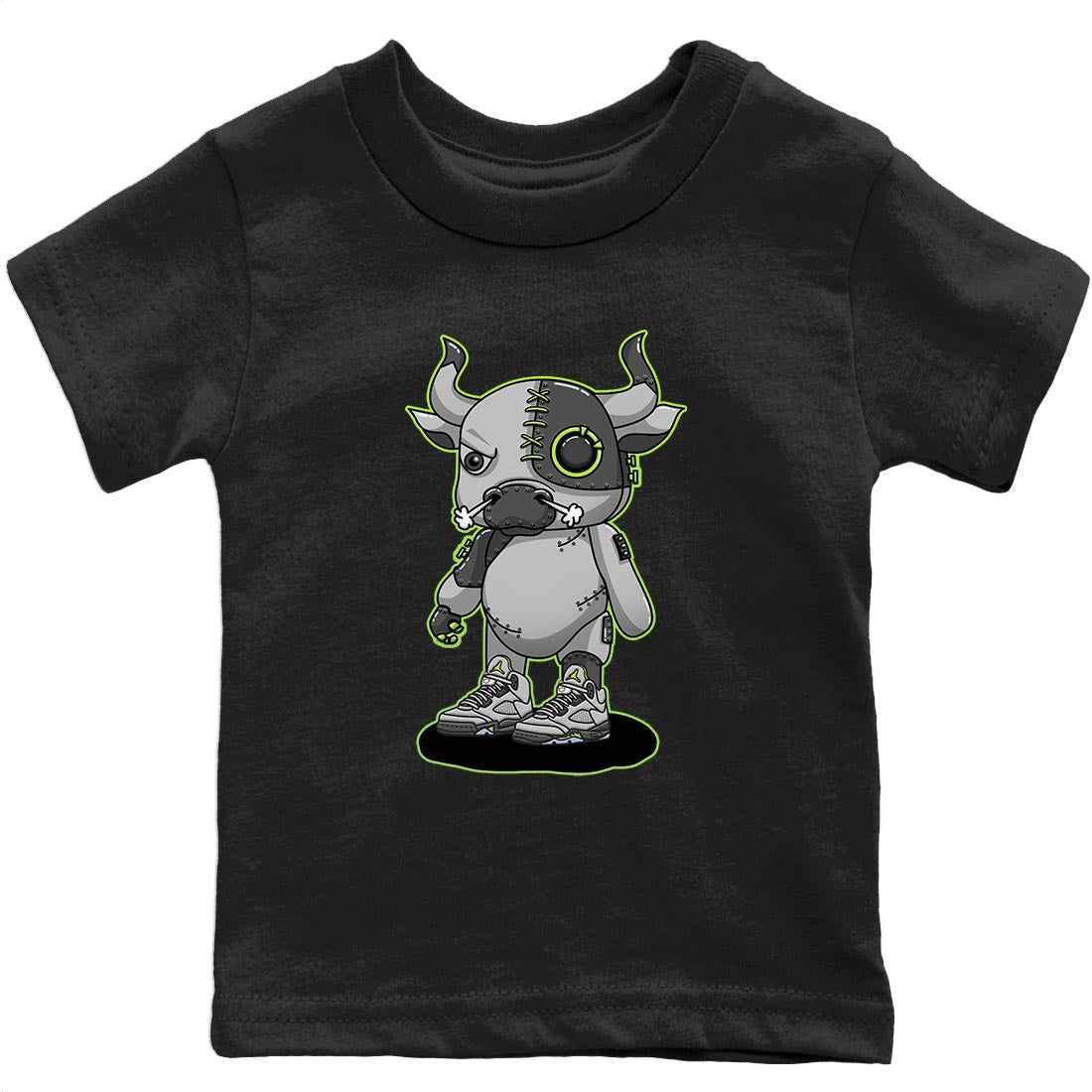 Jordan 5 Green Bean Sneaker Match Tees Cyborg Bull Sneaker Tees Jordan 5 Green Bean Sneaker Release Tees Kids Shirts