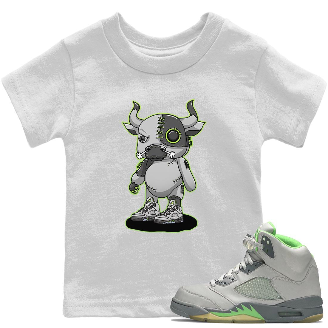 Jordan 5 Green Bean Sneaker Match Tees Cyborg Bull Sneaker Tees Jordan 5 Green Bean Sneaker Release Tees Kids Shirts