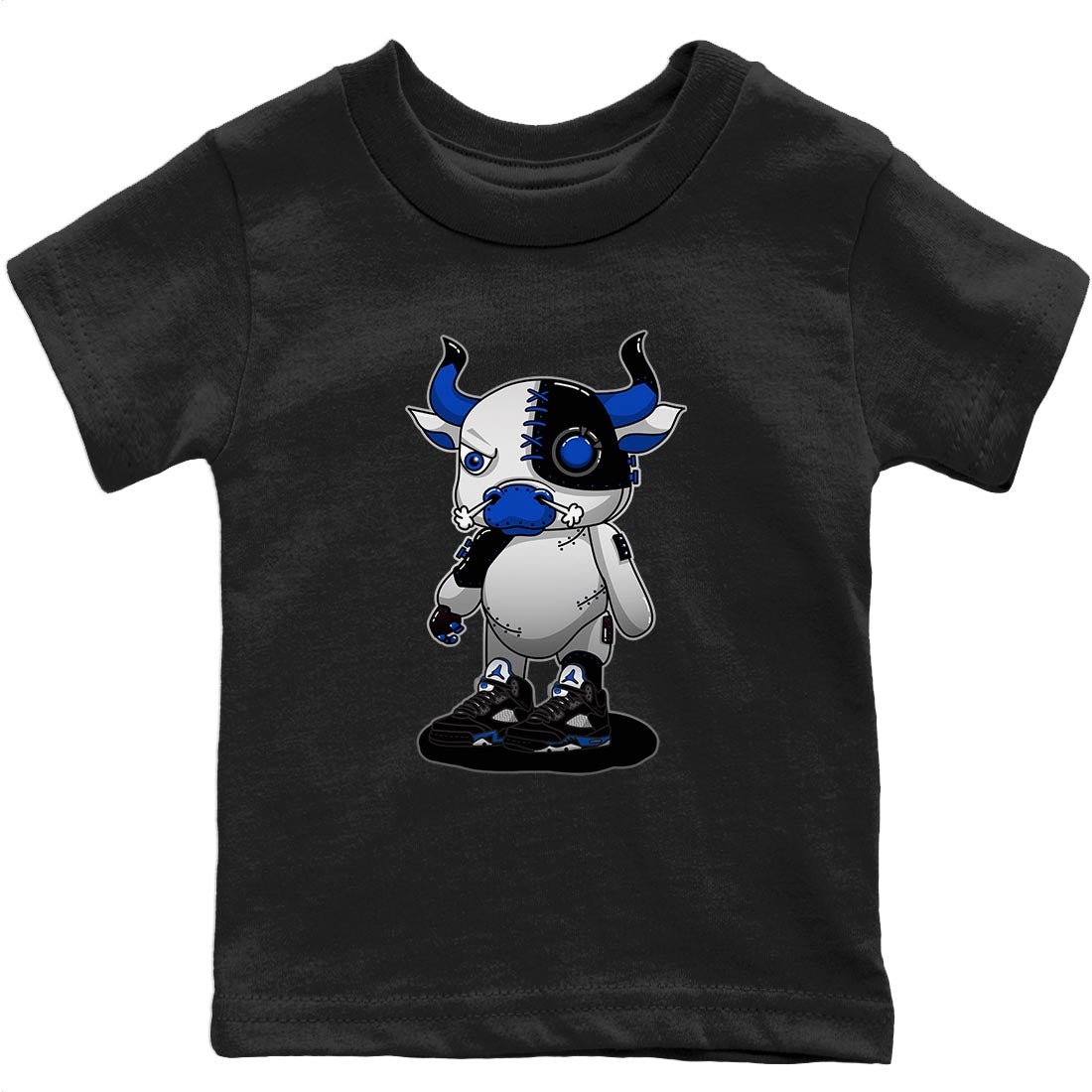 Jordan 5 Racer Blue Sneaker Match Tees Cyborg Bull Sneaker Tees Jordan 5 Racer Blue Sneaker Release Tees Kids Shirts