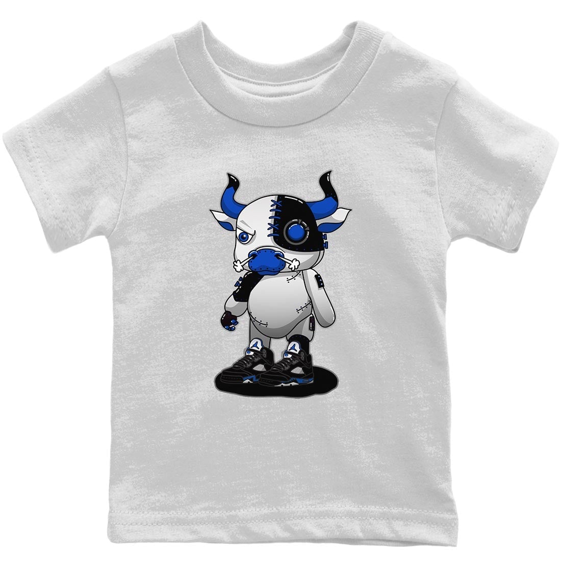 Jordan 5 Racer Blue Sneaker Match Tees Cyborg Bull Sneaker Tees Jordan 5 Racer Blue Sneaker Release Tees Kids Shirts