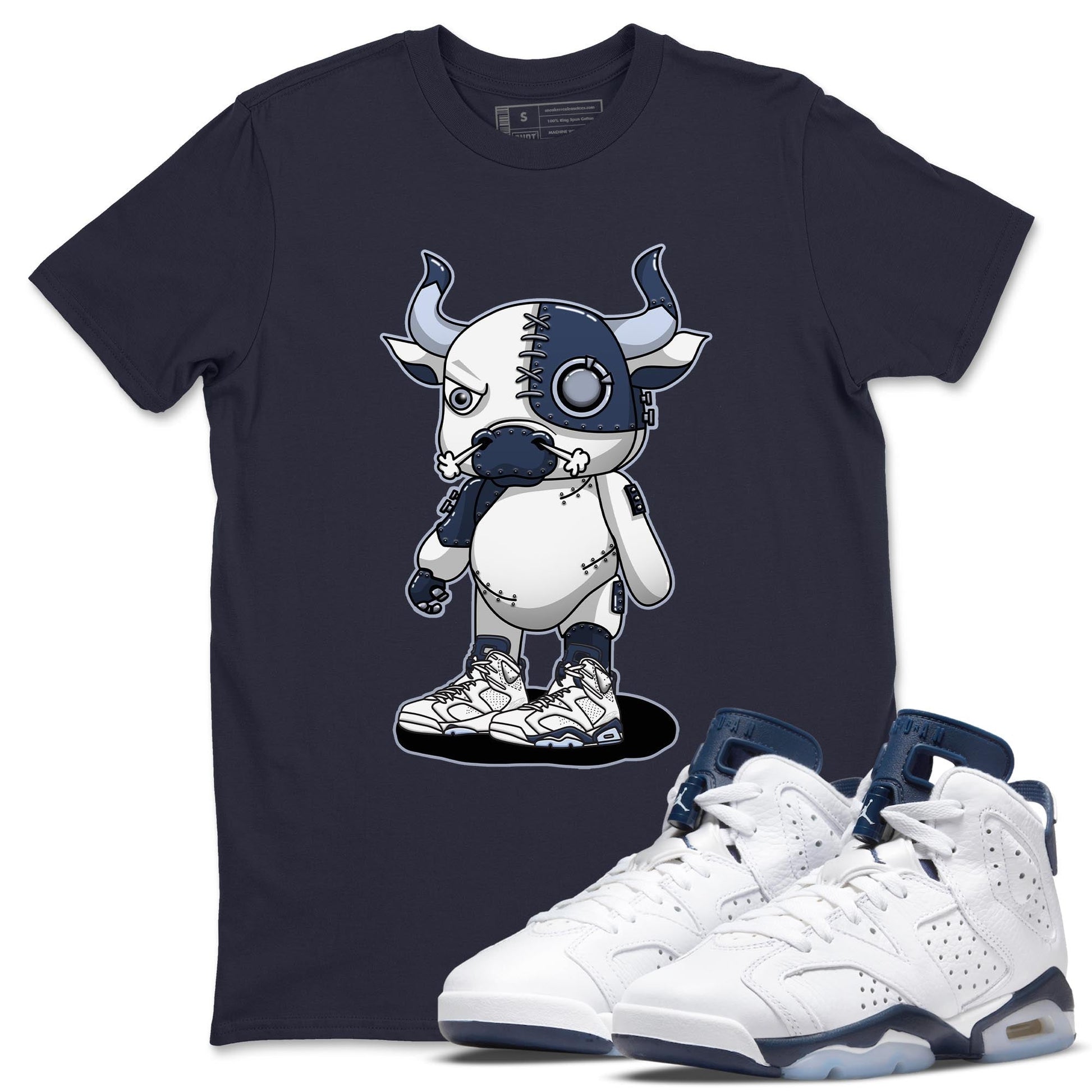 Jordan 6 Midnight Navy Sneaker Match Tees Cyborg Bull Sneaker Tees Jordan 6 Midnight Navy Sneaker Release Tees Unisex Shirts
