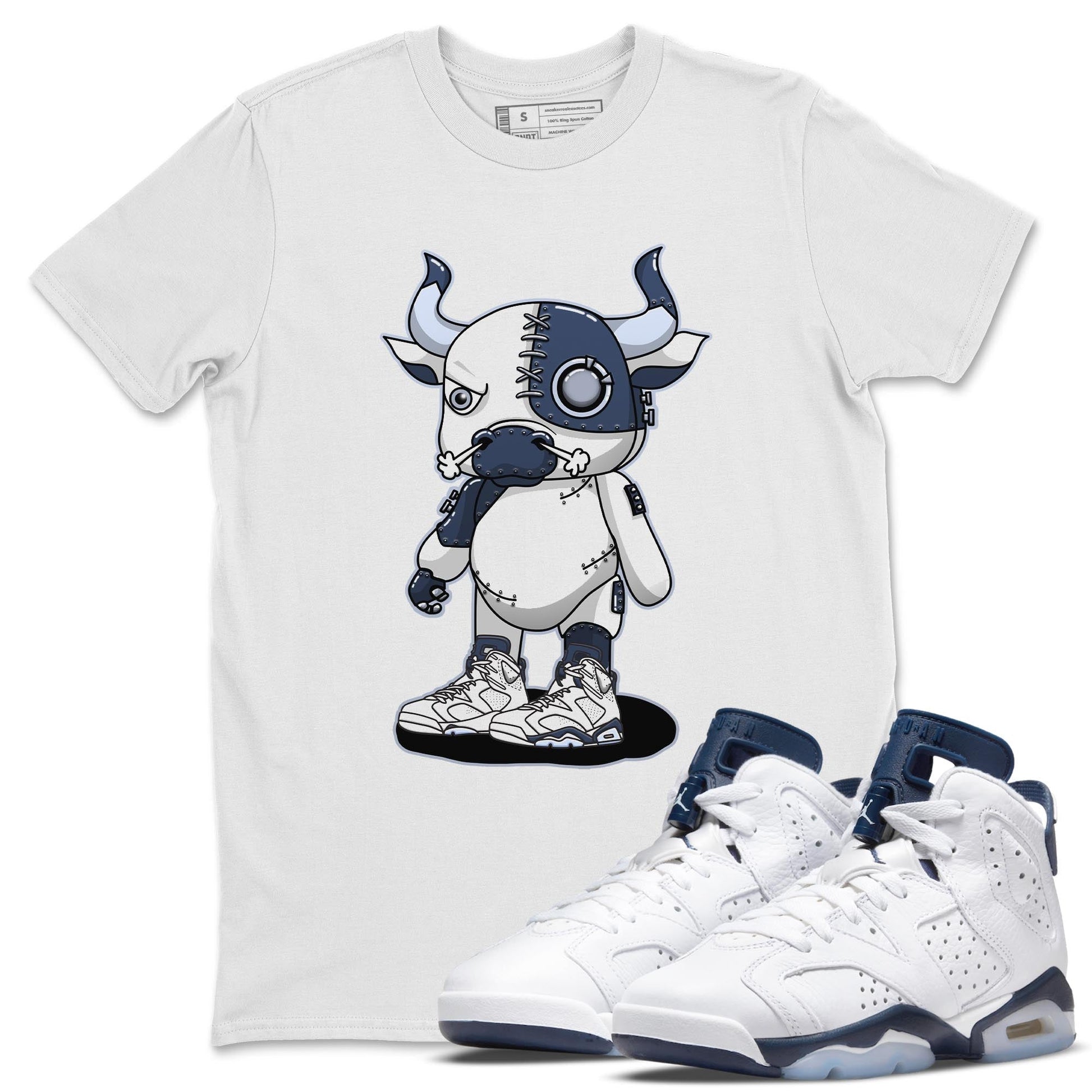 Jordan 6 Midnight Navy Sneaker Match Tees Cyborg Bull Sneaker Tees Jordan 6 Midnight Navy Sneaker Release Tees Unisex Shirts