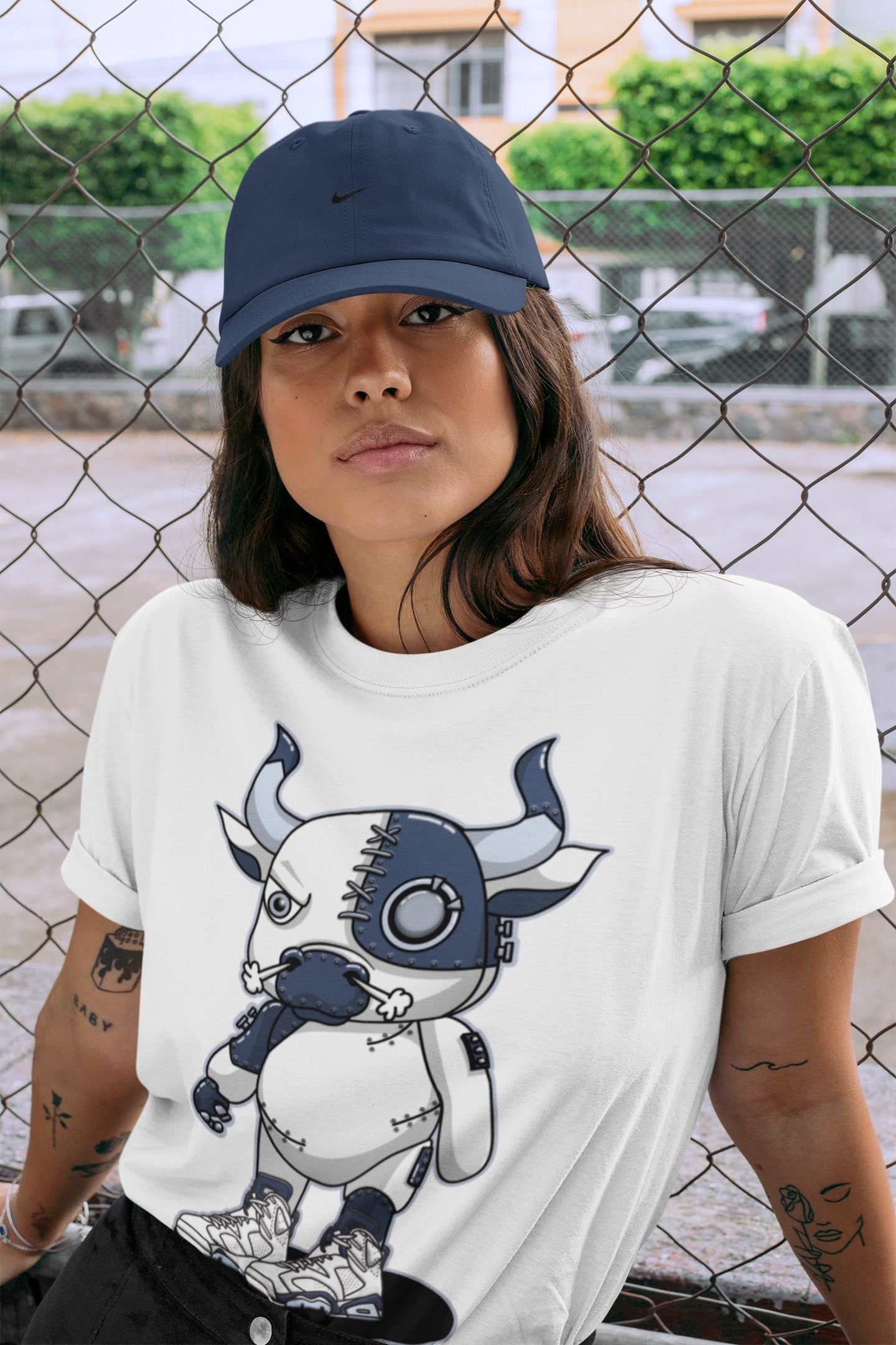 Jordan 6 Midnight Navy Sneaker Match Tees Cyborg Bull Sneaker Tees Jordan 6 Midnight Navy Sneaker Release Tees Unisex Shirts