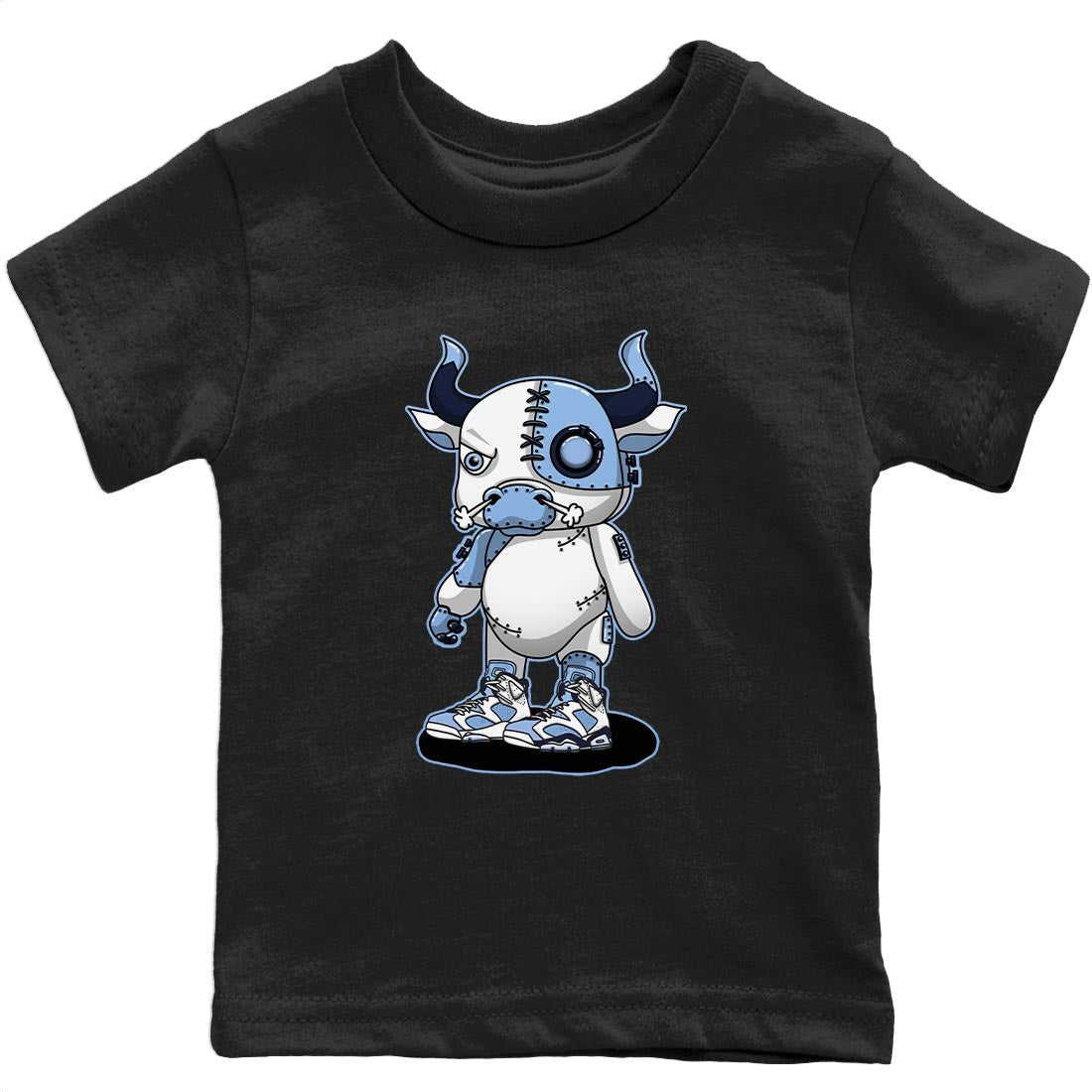 Jordan 6 UNC Sneaker Match Tees Cyborg Bull Sneaker Tees Jordan 6 UNC Sneaker Release Tees Kids Shirts