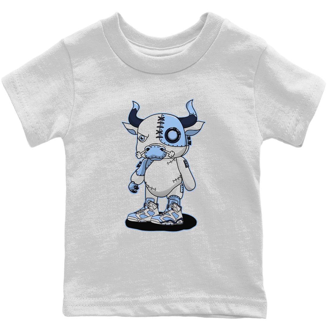 Jordan 6 UNC Sneaker Match Tees Cyborg Bull Sneaker Tees Jordan 6 UNC Sneaker Release Tees Kids Shirts