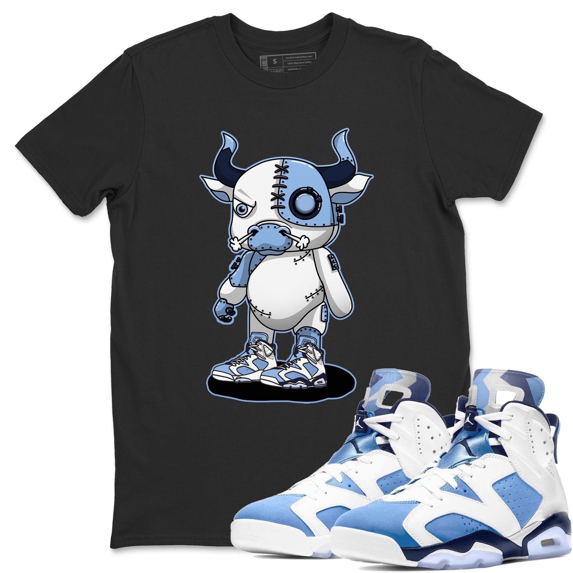 Jordan 6 UNC Sneaker Match Tees Cyborg Bull Sneaker Tees Jordan 6 UNC Sneaker Release Tees Unisex Shirts