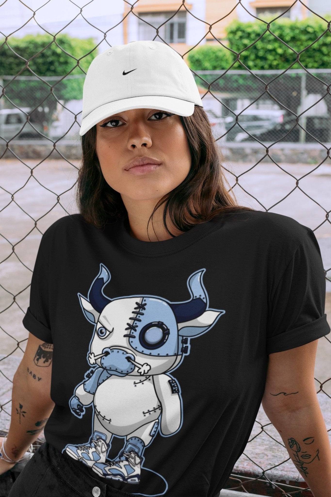 Jordan 6 UNC Sneaker Match Tees Cyborg Bull Sneaker Tees Jordan 6 UNC Sneaker Release Tees Unisex Shirts