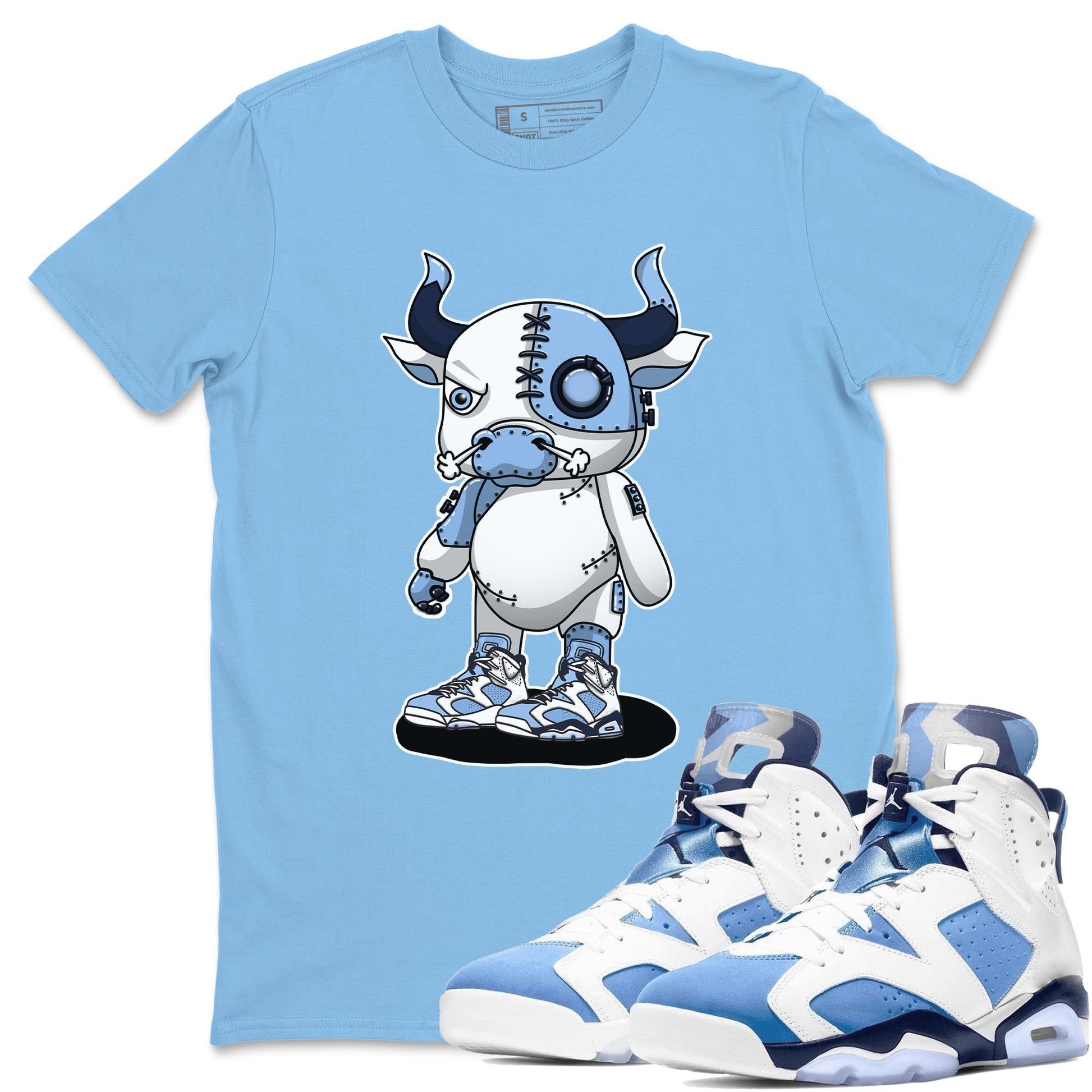Jordan 6 UNC Sneaker Match Tees Cyborg Bull Sneaker Tees Jordan 6 UNC Sneaker Release Tees Unisex Shirts