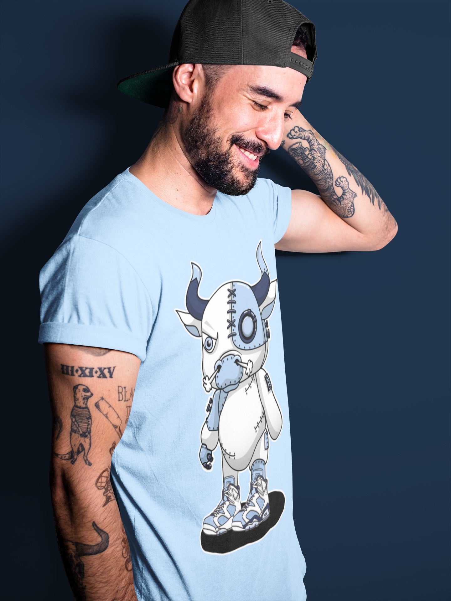 Jordan 6 UNC Sneaker Match Tees Cyborg Bull Sneaker Tees Jordan 6 UNC Sneaker Release Tees Unisex Shirts