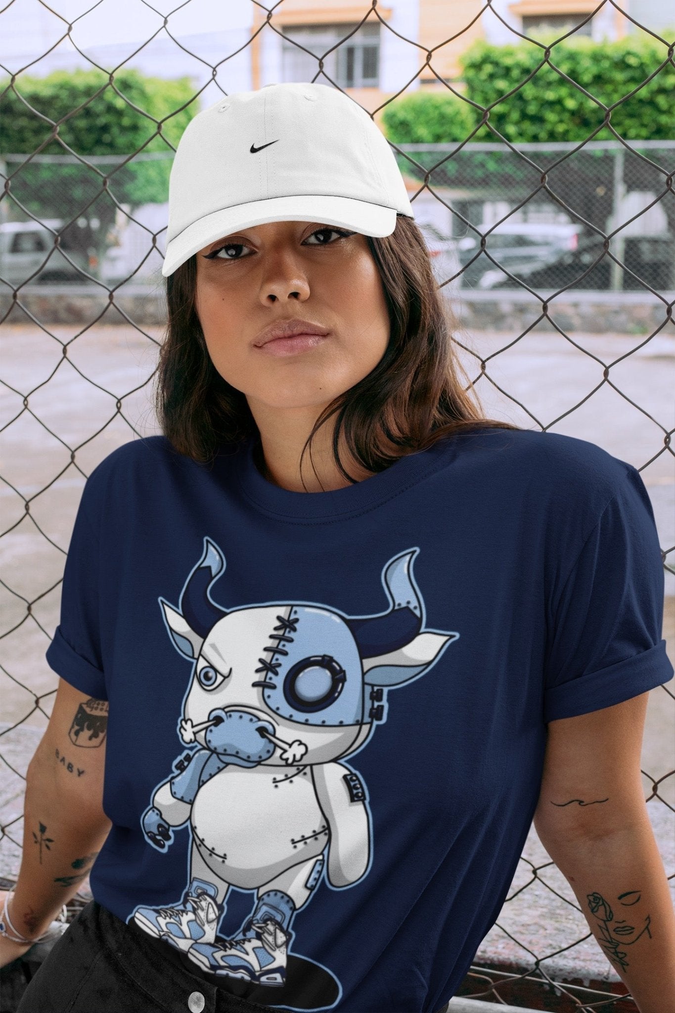 Jordan 6 UNC Sneaker Match Tees Cyborg Bull Sneaker Tees Jordan 6 UNC Sneaker Release Tees Unisex Shirts