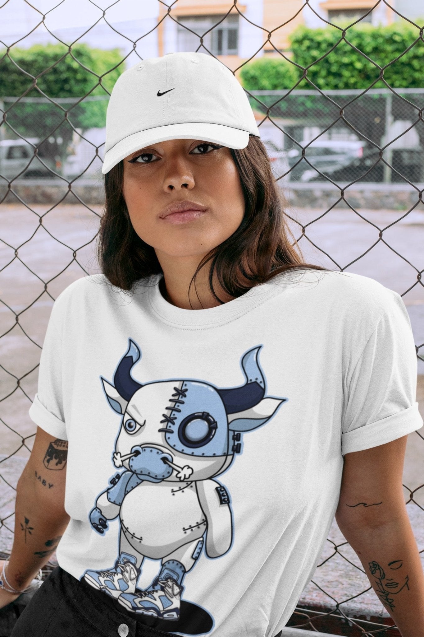 Jordan 6 UNC Sneaker Match Tees Cyborg Bull Sneaker Tees Jordan 6 UNC Sneaker Release Tees Unisex Shirts