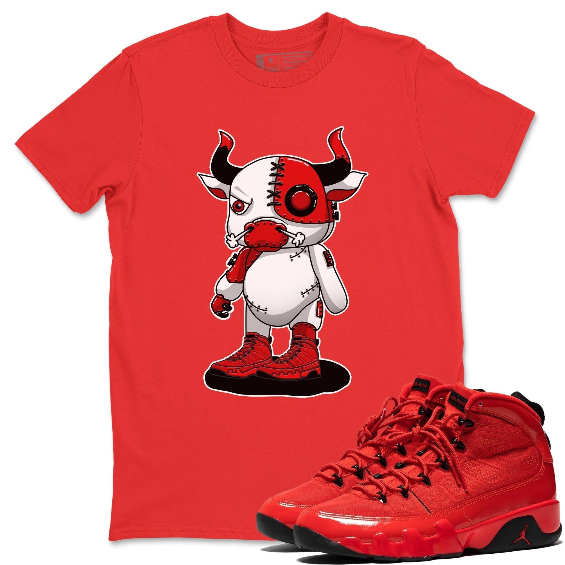 Jordan 9 Chile Red Sneaker Match Tees Cyborg Bull Sneaker Tees Jordan 9 Chile Red Sneaker Release Tees Unisex Shirts