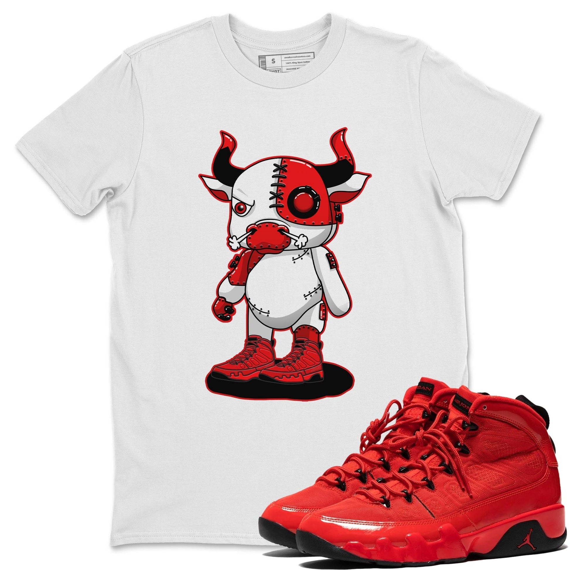 Jordan 9 Chile Red Sneaker Match Tees Cyborg Bull Sneaker Tees Jordan 9 Chile Red Sneaker Release Tees Unisex Shirts