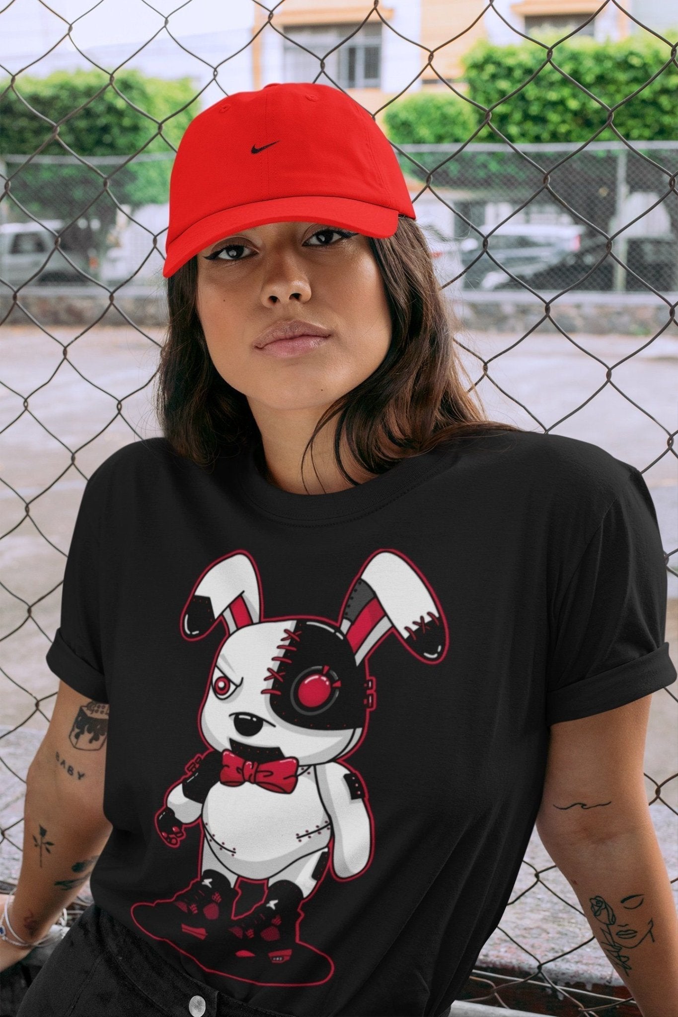 Jordan 4 Red Thunder Sneaker Match Tees Cyborg Bunny Sneaker Tees Jordan 4 Red Thunder Sneaker Release Tees Unisex Shirts