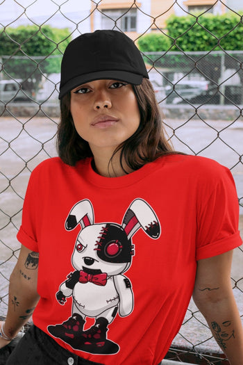 Jordan 4 Red Thunder Sneaker Match Tees Cyborg Bunny Sneaker Tees Jordan 4 Red Thunder Sneaker Release Tees Unisex Shirts