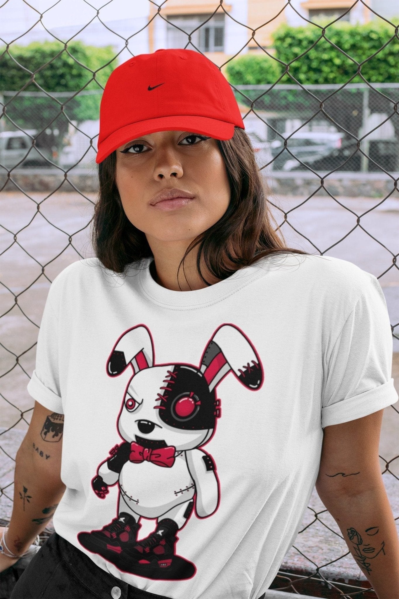 Jordan 4 Red Thunder Sneaker Match Tees Cyborg Bunny Sneaker Tees Jordan 4 Red Thunder Sneaker Release Tees Unisex Shirts