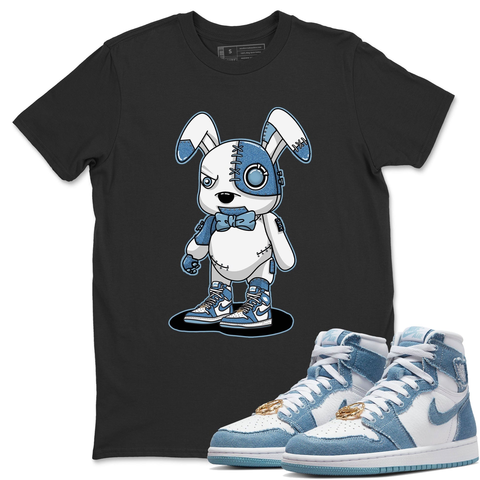 Jordan 1 Denim Sneaker Match Tees Cyborg Bunny Sneaker Tees Jordan 1 Denim Sneaker Release Tees Unisex Shirts