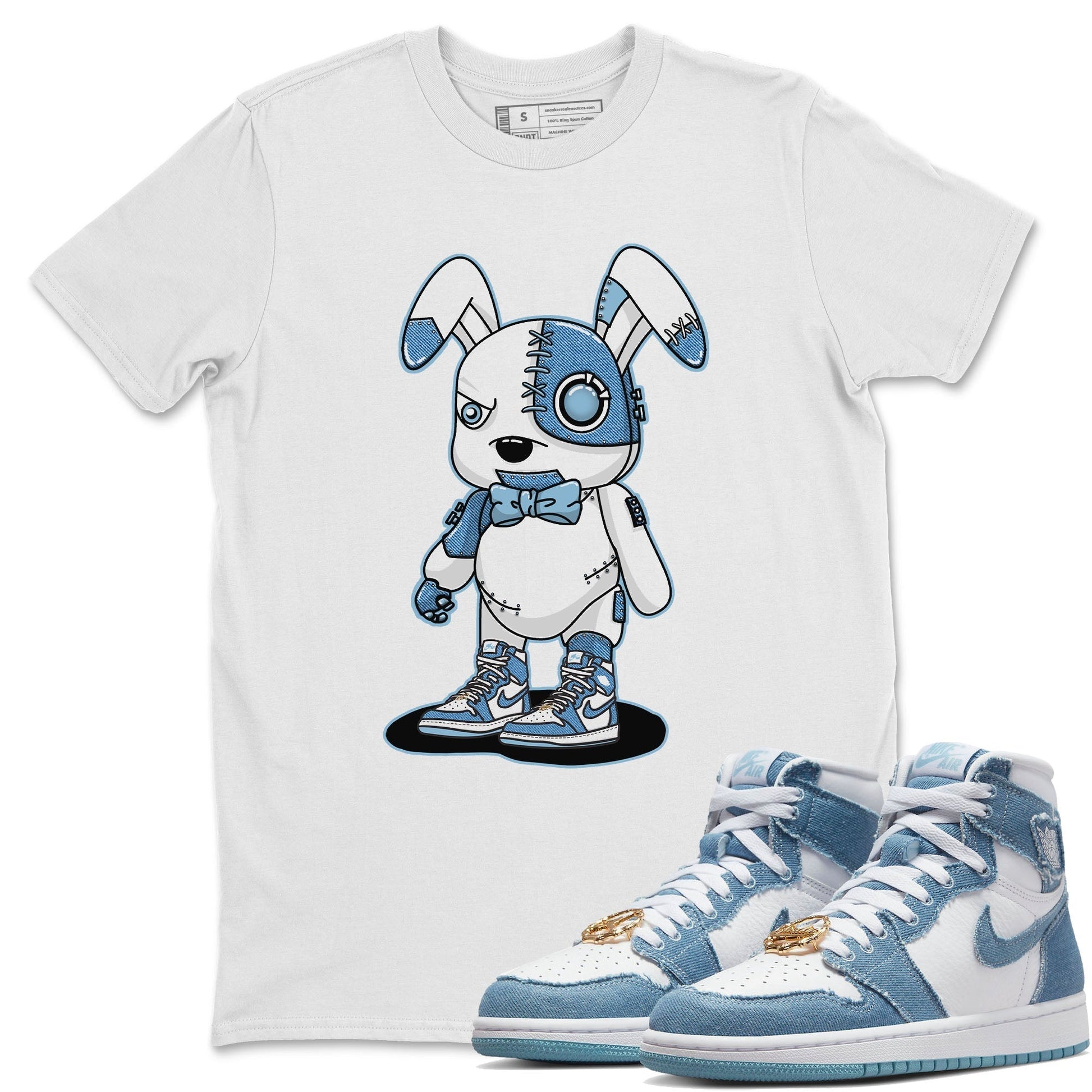 Jordan 1 Denim Sneaker Match Tees Cyborg Bunny Sneaker Tees Jordan 1 Denim Sneaker Release Tees Unisex Shirts