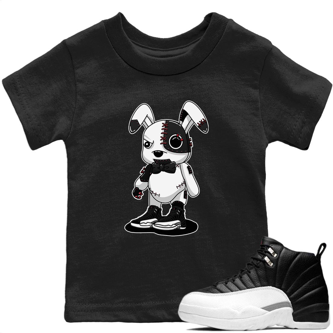 Jordan 12 Playoffs Sneaker Match Tees Cyborg Bunny Sneaker Tees Jordan 12 Playoffs Sneaker Release Tees Kids Shirts
