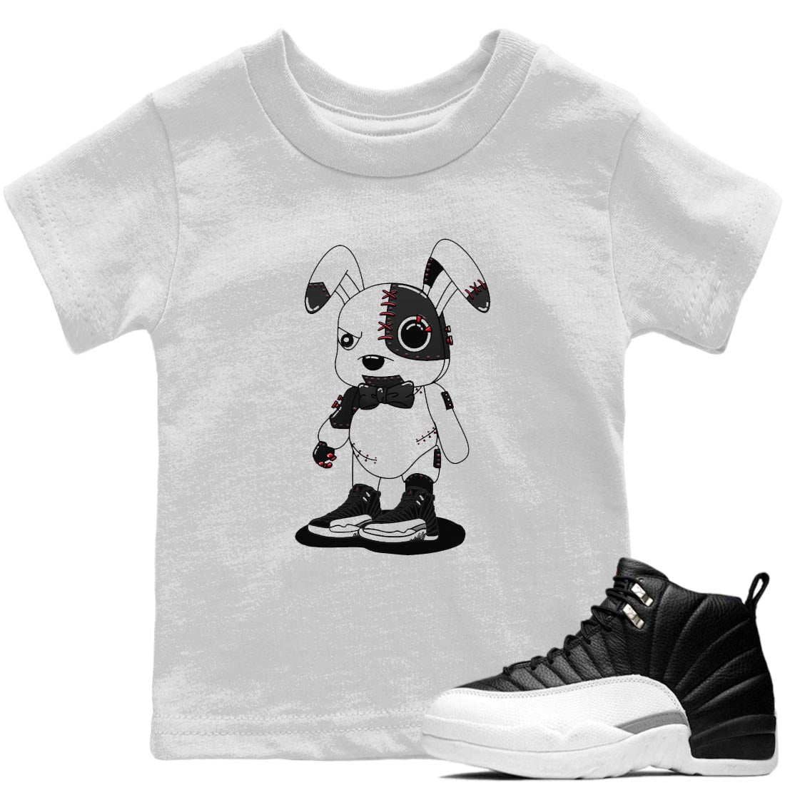 Jordan 12 Playoffs Sneaker Match Tees Cyborg Bunny Sneaker Tees Jordan 12 Playoffs Sneaker Release Tees Kids Shirts