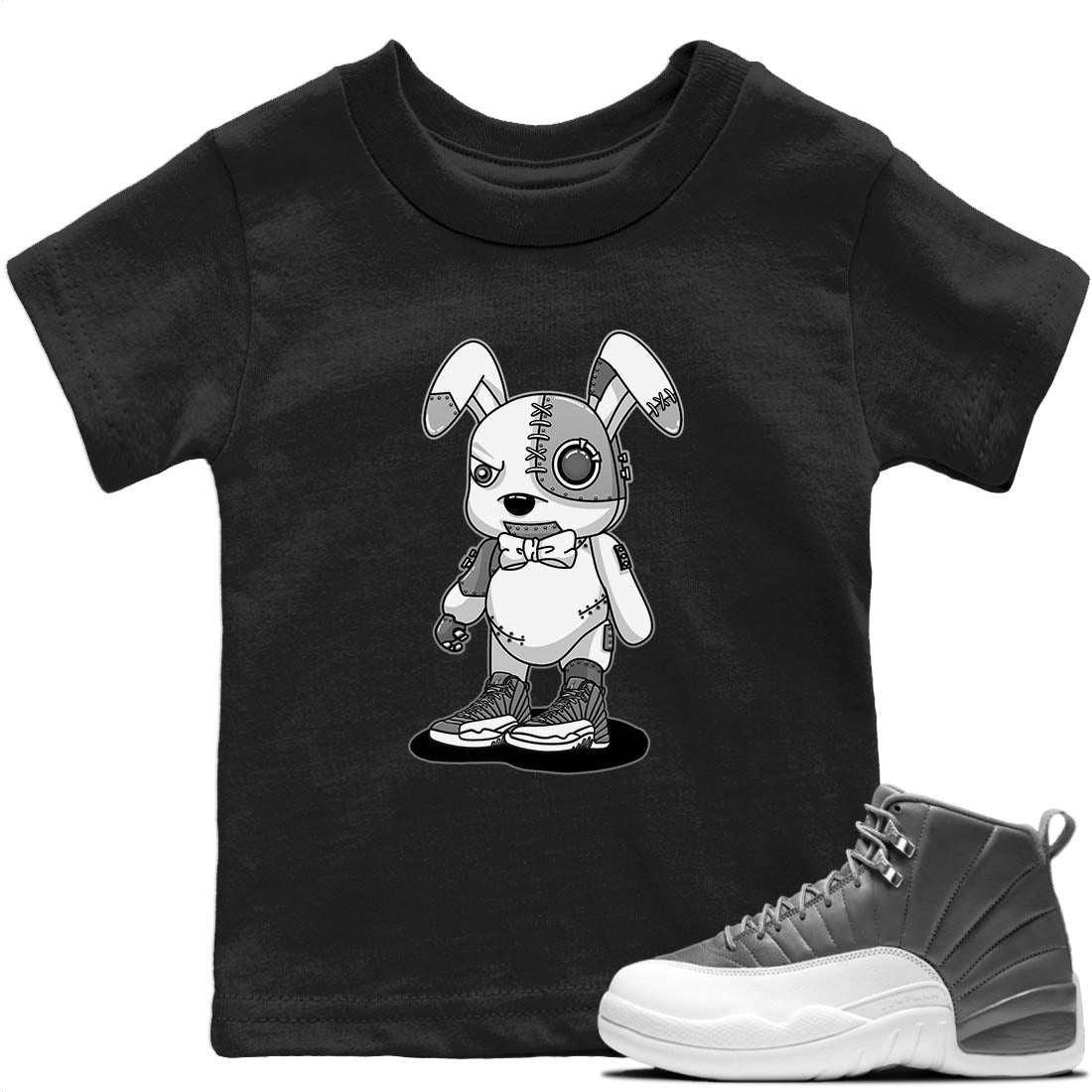 Jordan 12 Stealth Sneaker Match Tees Cyborg Bunny Sneaker Tees Jordan 12 Stealth Sneaker Release Tees Kids Shirts