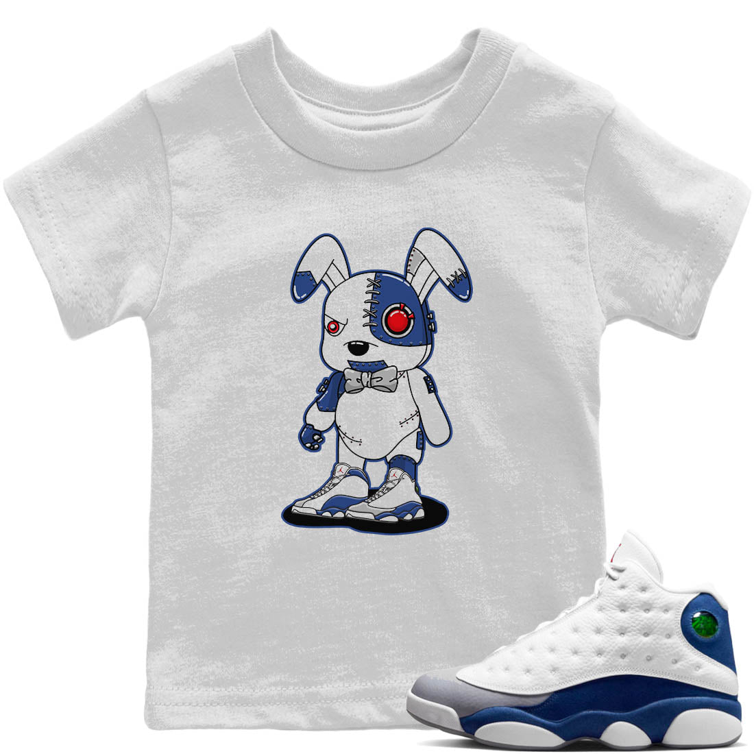 Jordan 13 French Blue Sneaker Match Tees Cyborg Bunny Sneaker Tees Jordan 13 French Blue Sneaker Release Tees Kids Shirts