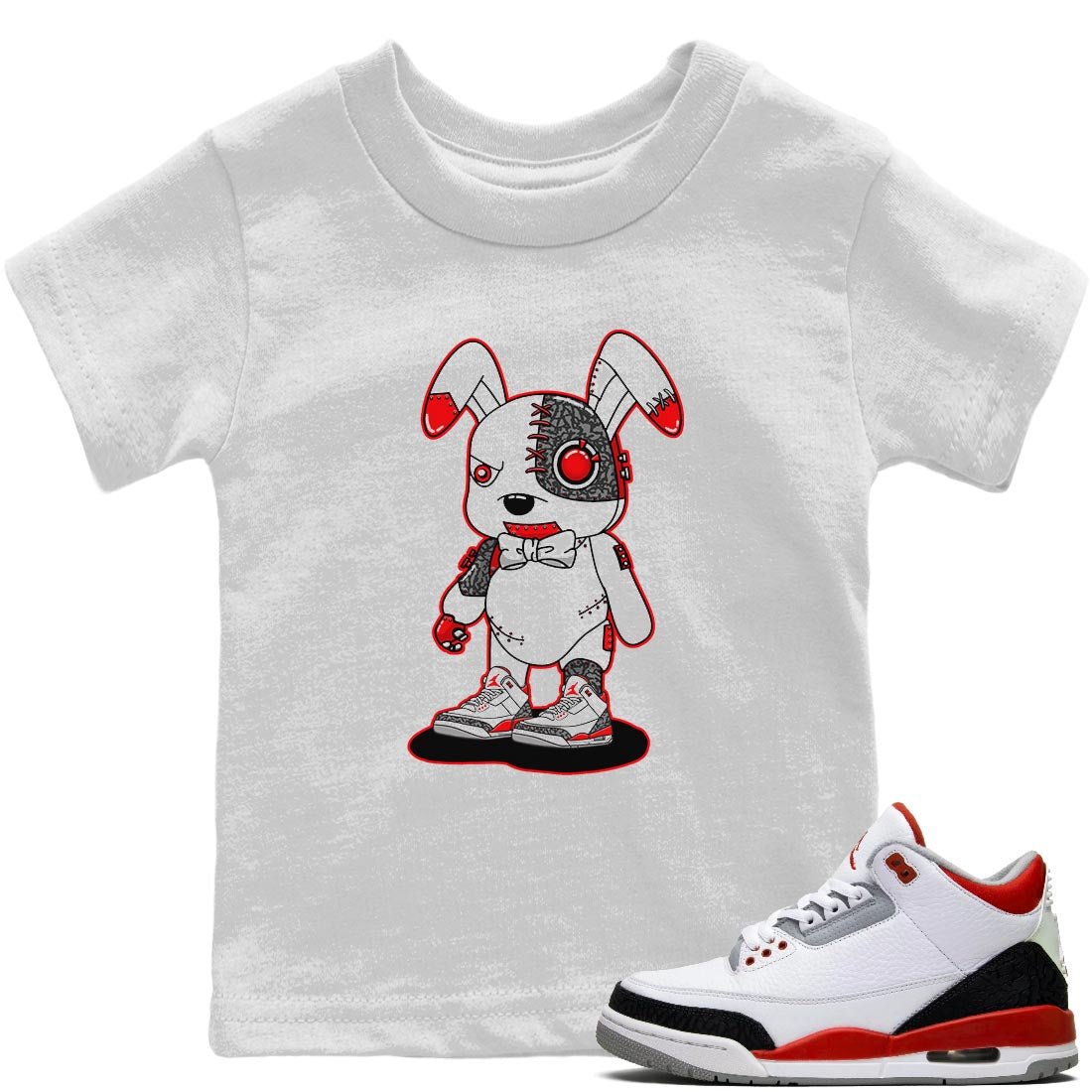 Jordan 3 Fire Red Sneaker Match Tees Cyborg Bunny Sneaker Tees Jordan 3 Fire Red Sneaker Release Tees Kids Shirts