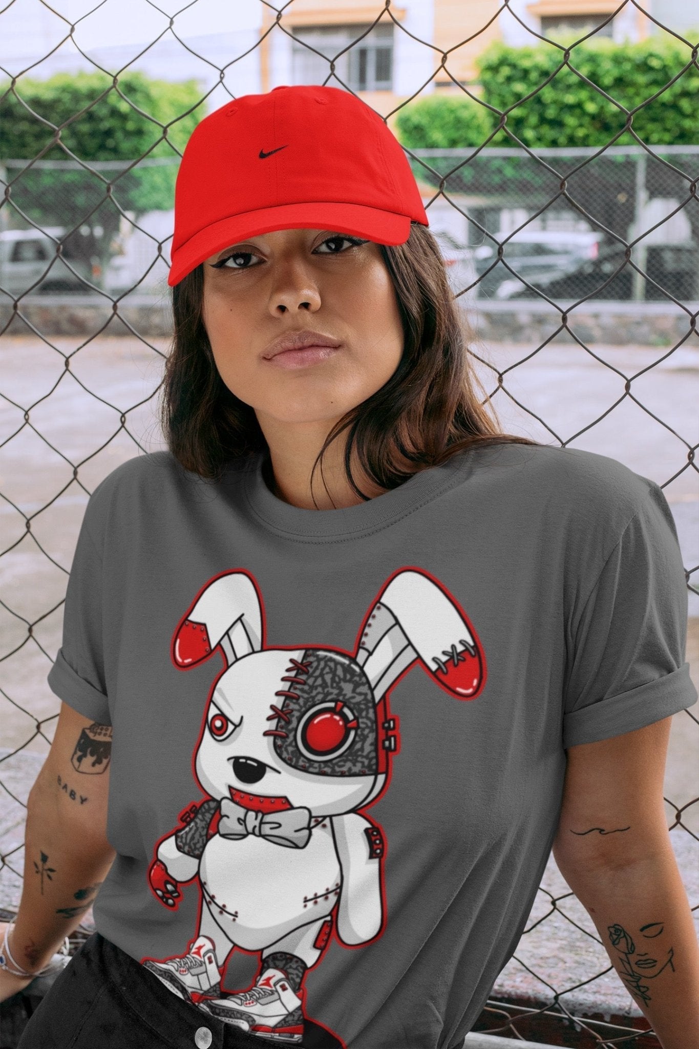Jordan 3 Fire Red Sneaker Match Tees Cyborg Bunny Sneaker Tees Jordan 3 Fire Red Sneaker Release Tees Unisex Shirts