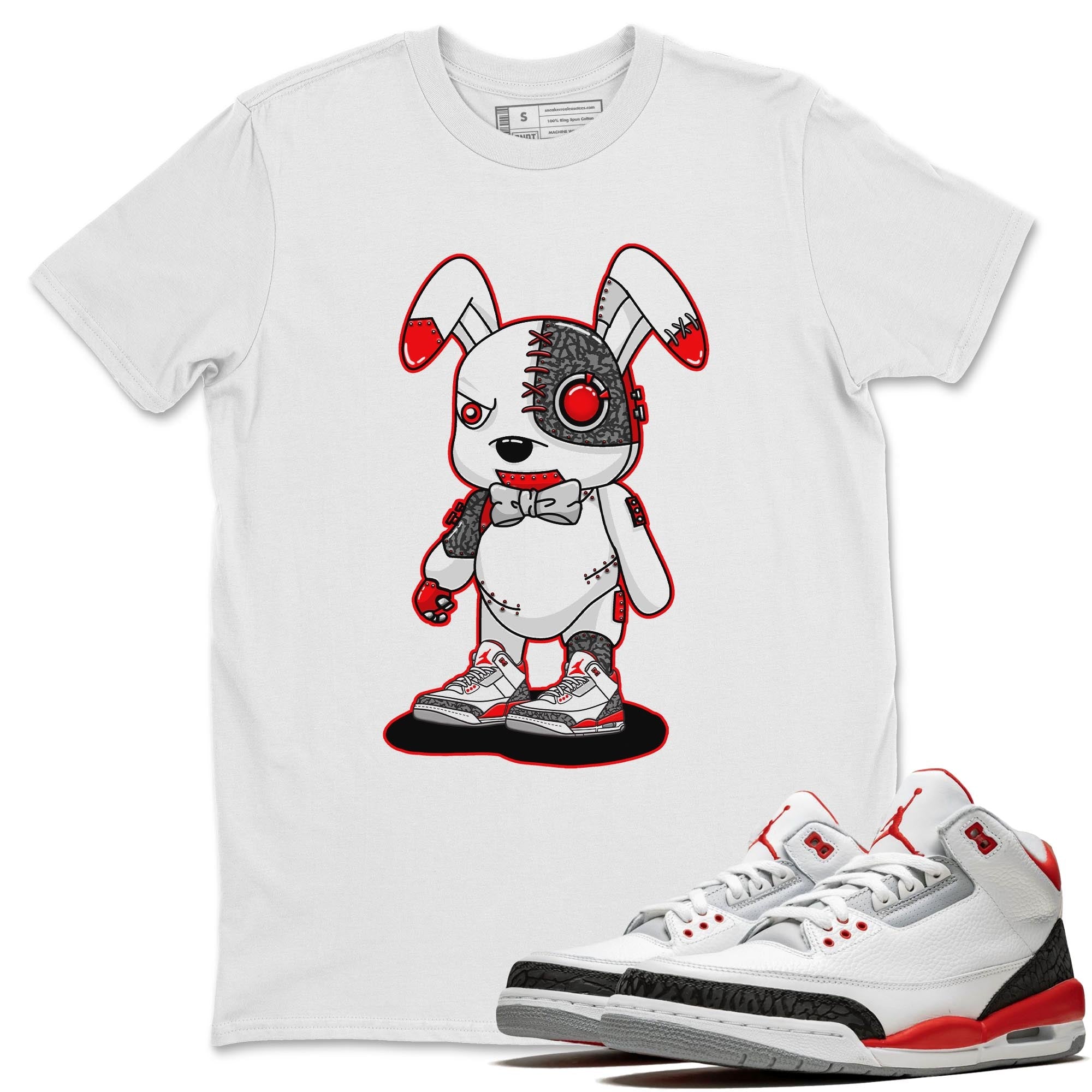 Jordan 3 Fire Red Sneaker Match Tees Cyborg Bunny Sneaker Tees Jordan 3 Fire Red Sneaker Release Tees Unisex Shirts