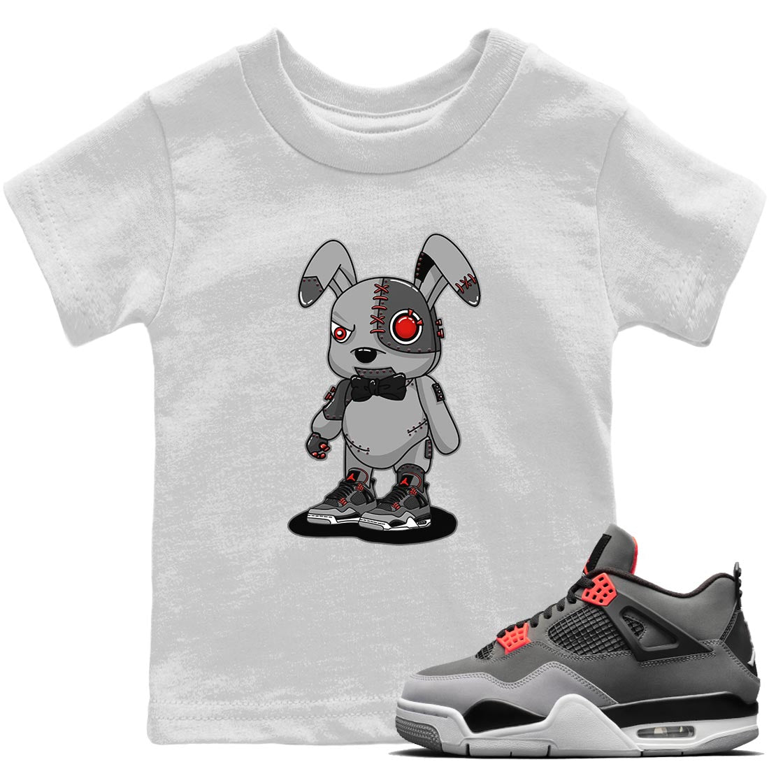 Jordan 4 Infrared Sneaker Match Tees Cyborg Bunny Sneaker Tees Jordan 4 Infrared Sneaker Release Tees Kids Shirts