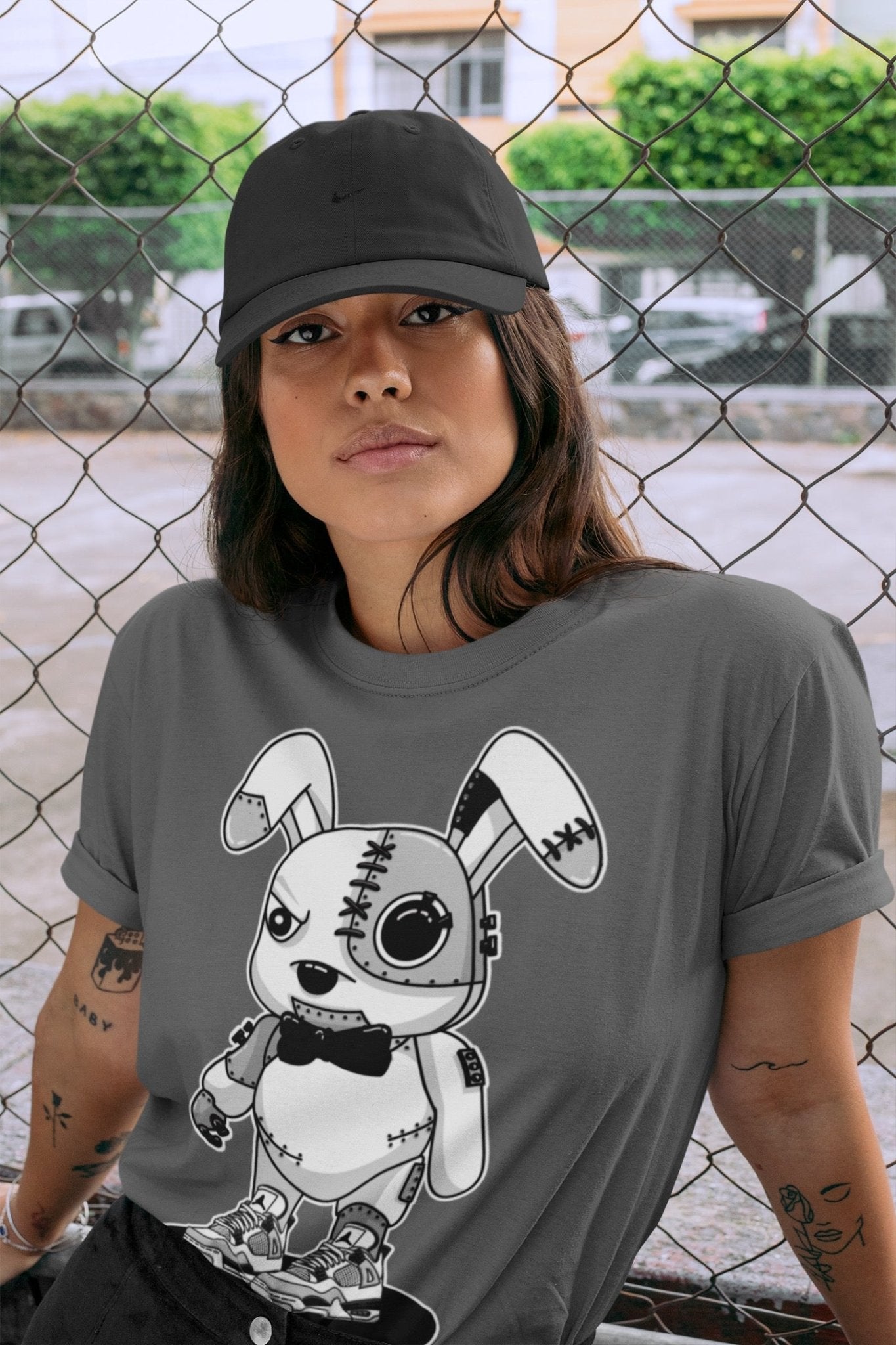 Jordan 4 Military Black Sneaker Match Tees Cyborg Bunny Sneaker Tees Jordan 4 Military Black Sneaker Release Tees Unisex Shirts