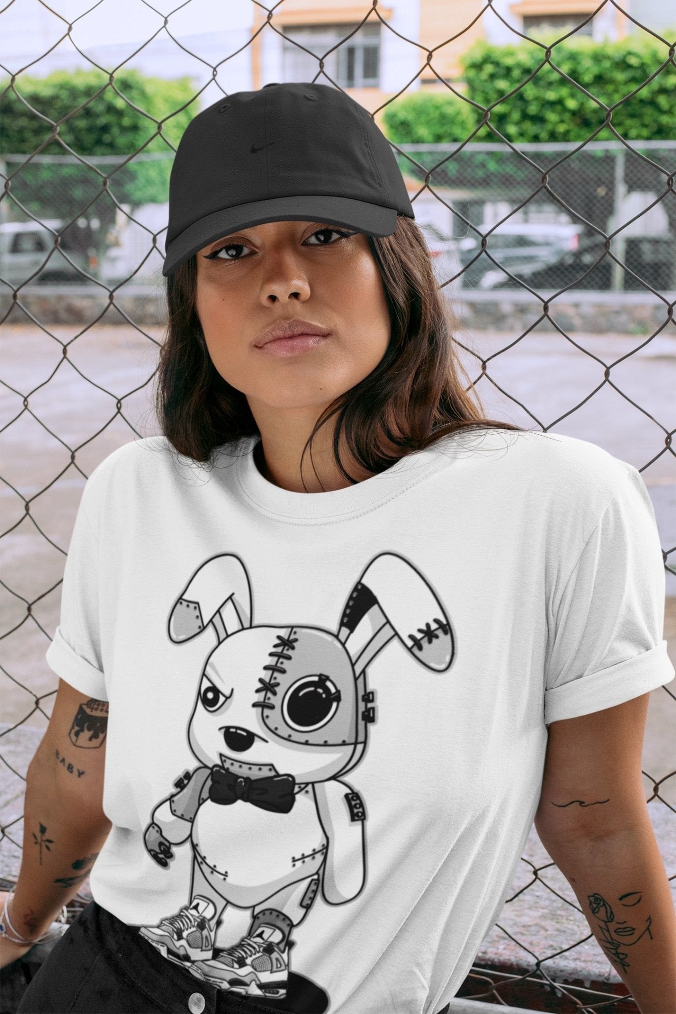 Jordan 4 Military Black Sneaker Match Tees Cyborg Bunny Sneaker Tees Jordan 4 Military Black Sneaker Release Tees Unisex Shirts