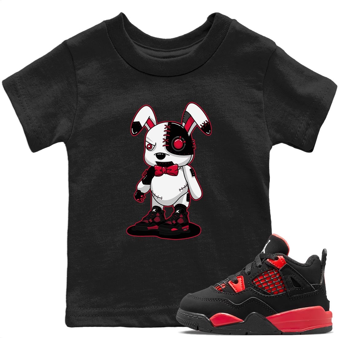 Jordan 4 Red Thunder Sneaker Match Tees Cyborg Bunny Sneaker Tees Jordan 4 Red Thunder Sneaker Release Tees Kids Shirts
