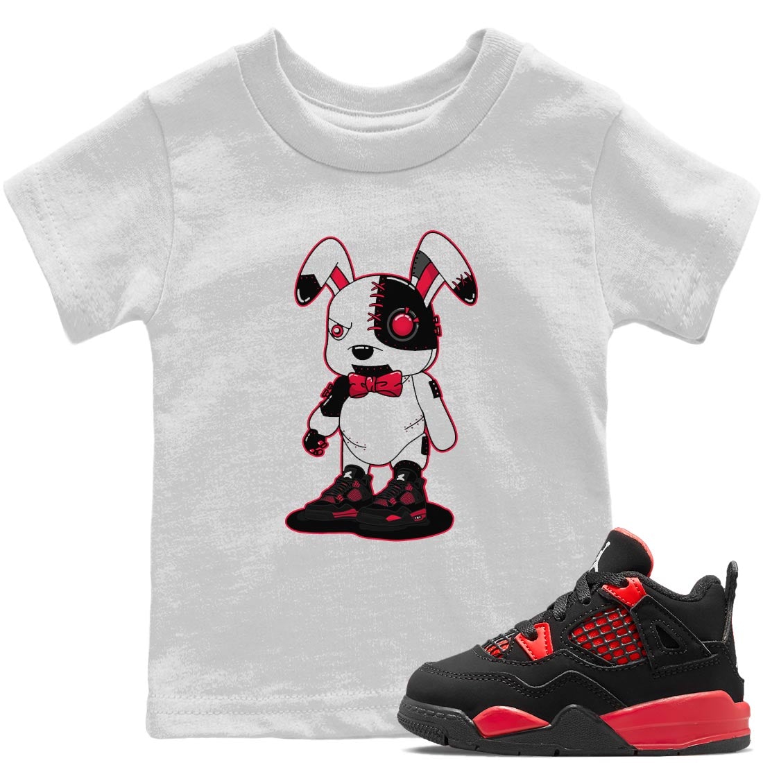 Jordan 4 Red Thunder Sneaker Match Tees Cyborg Bunny Sneaker Tees Jordan 4 Red Thunder Sneaker Release Tees Kids Shirts