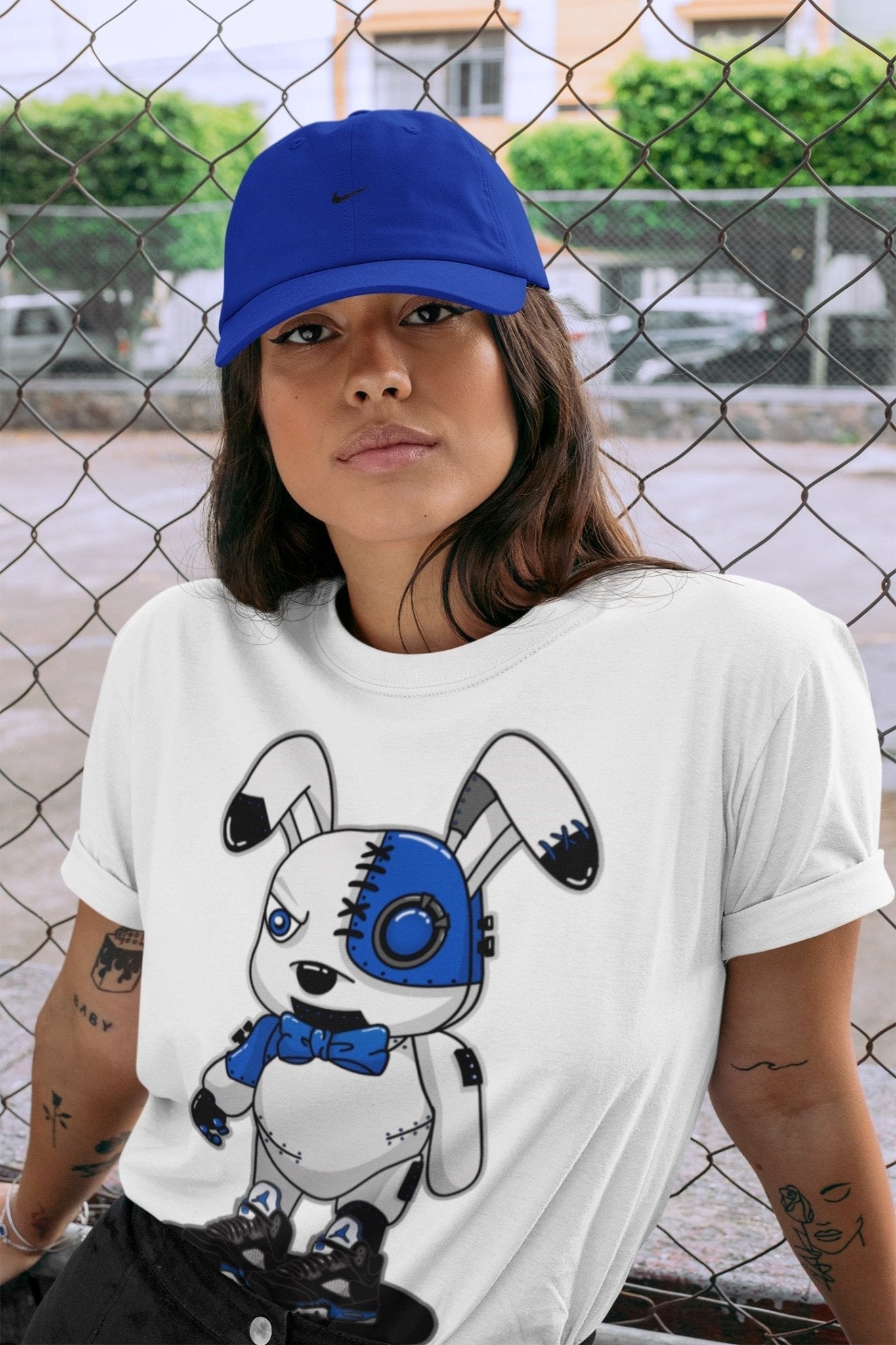 Jordan 5 Racer Blue Sneaker Match Tees Cyborg Bunny Sneaker Tees Jordan 5 Racer Blue Sneaker Release Tees Unisex Shirts