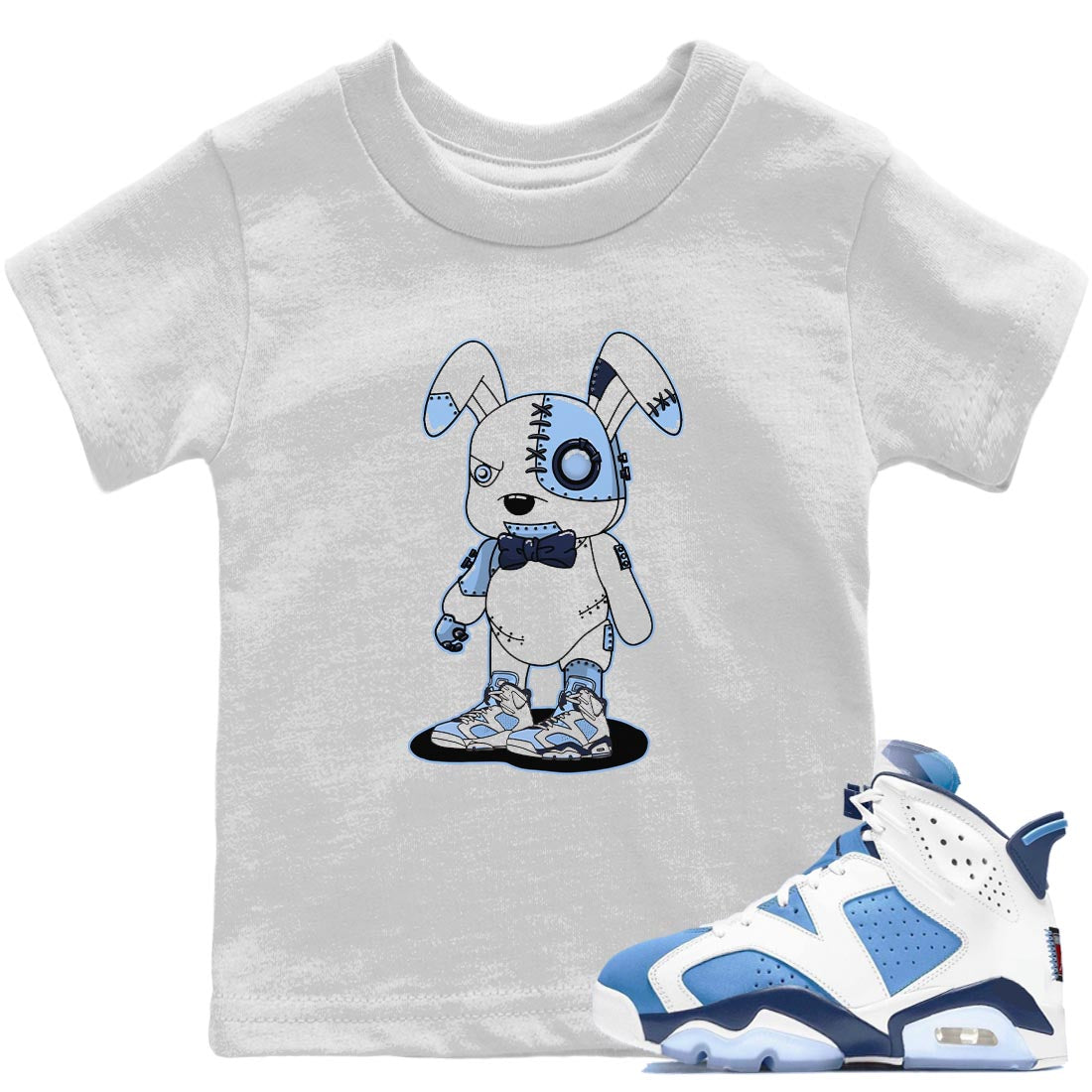 Jordan 6 UNC Sneaker Match Tees Cyborg Bunny Sneaker Tees Jordan 6 UNC Sneaker Release Tees Kids Shirts
