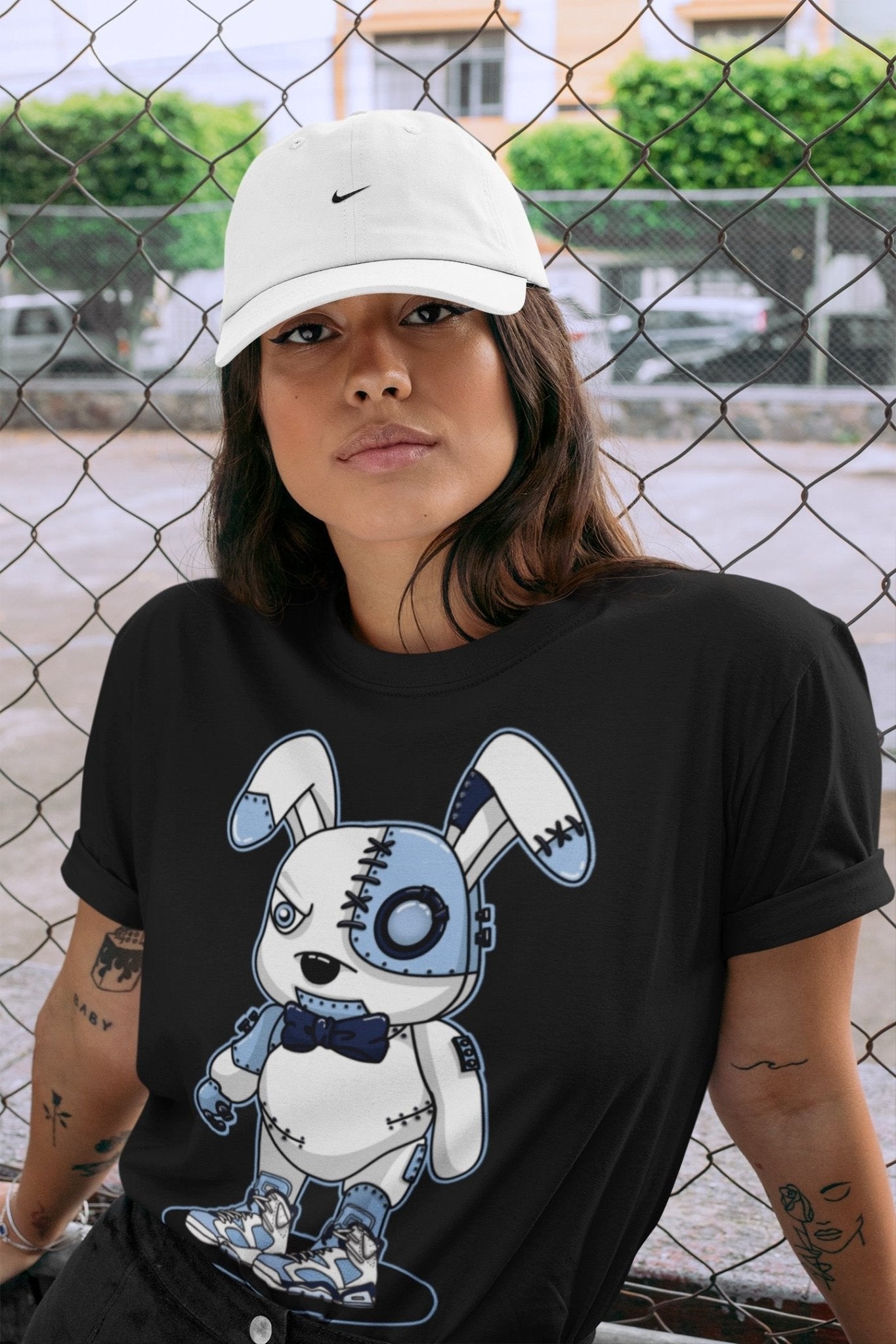 Jordan 6 UNC Sneaker Match Tees Cyborg Bunny Sneaker Tees Jordan 6 UNC Sneaker Release Tees Unisex Shirts