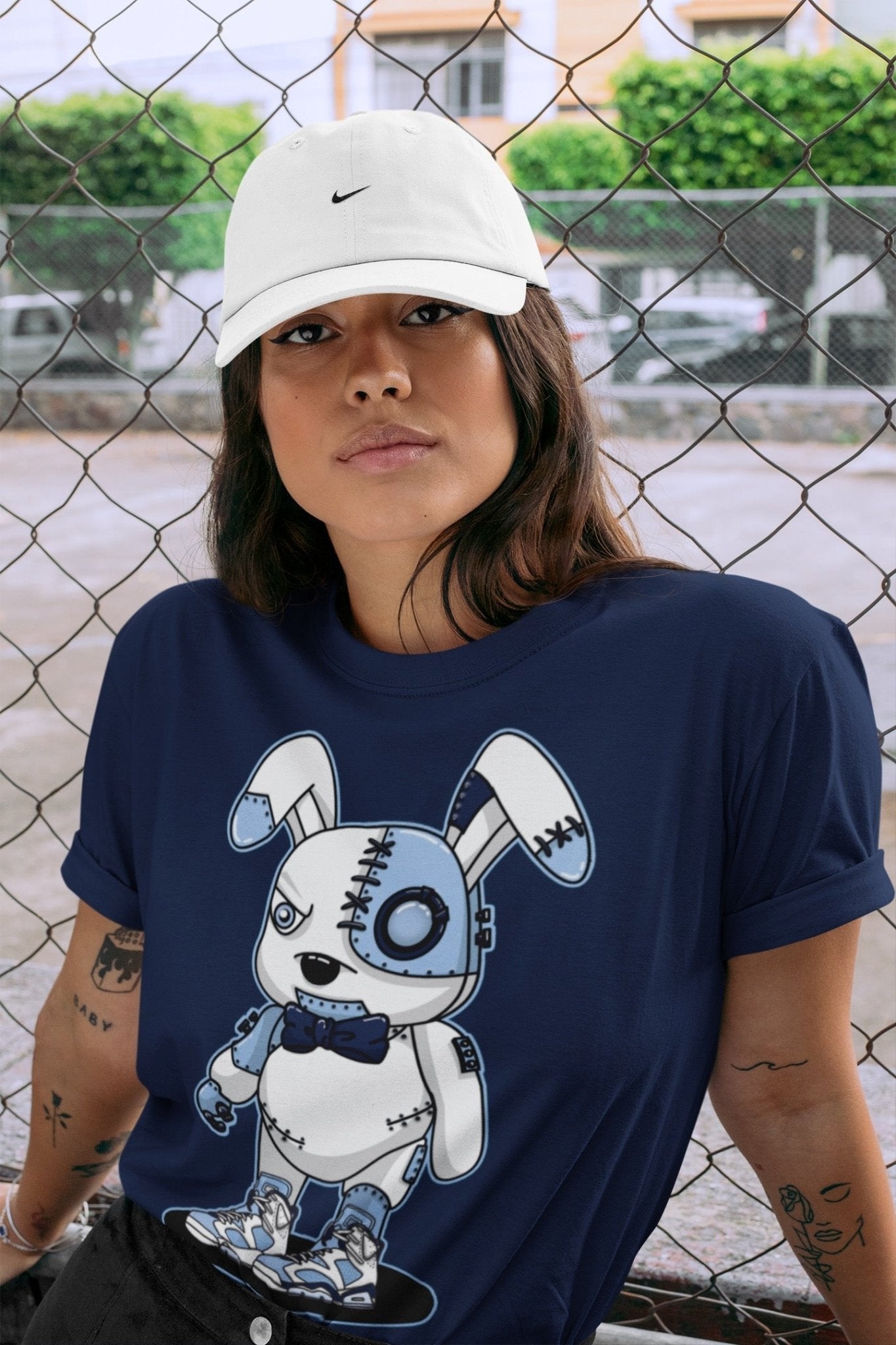 Jordan 6 UNC Sneaker Match Tees Cyborg Bunny Sneaker Tees Jordan 6 UNC Sneaker Release Tees Unisex Shirts