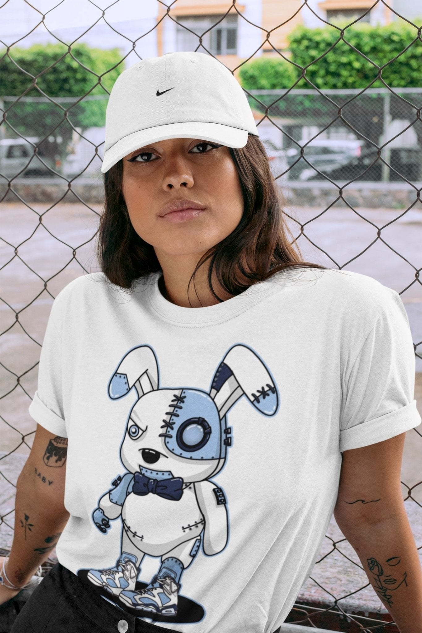 Jordan 6 UNC Sneaker Match Tees Cyborg Bunny Sneaker Tees Jordan 6 UNC Sneaker Release Tees Unisex Shirts