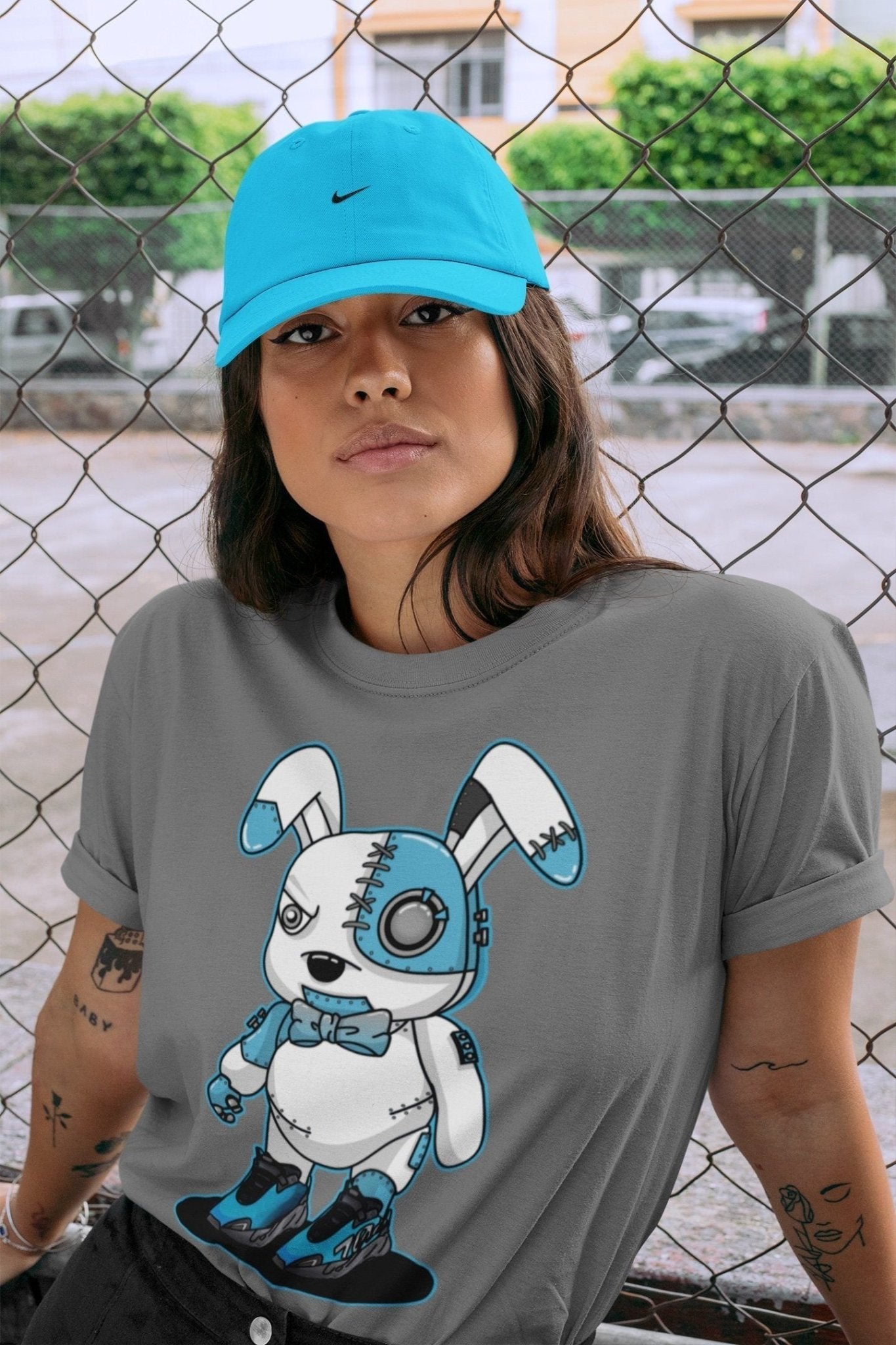Yeezy 700 Bright Cyan Sneaker Match Tees Cyborg Bunny Sneaker Tees Yeezy 700 Bright Cyan Sneaker Release Tees Unisex Shirts