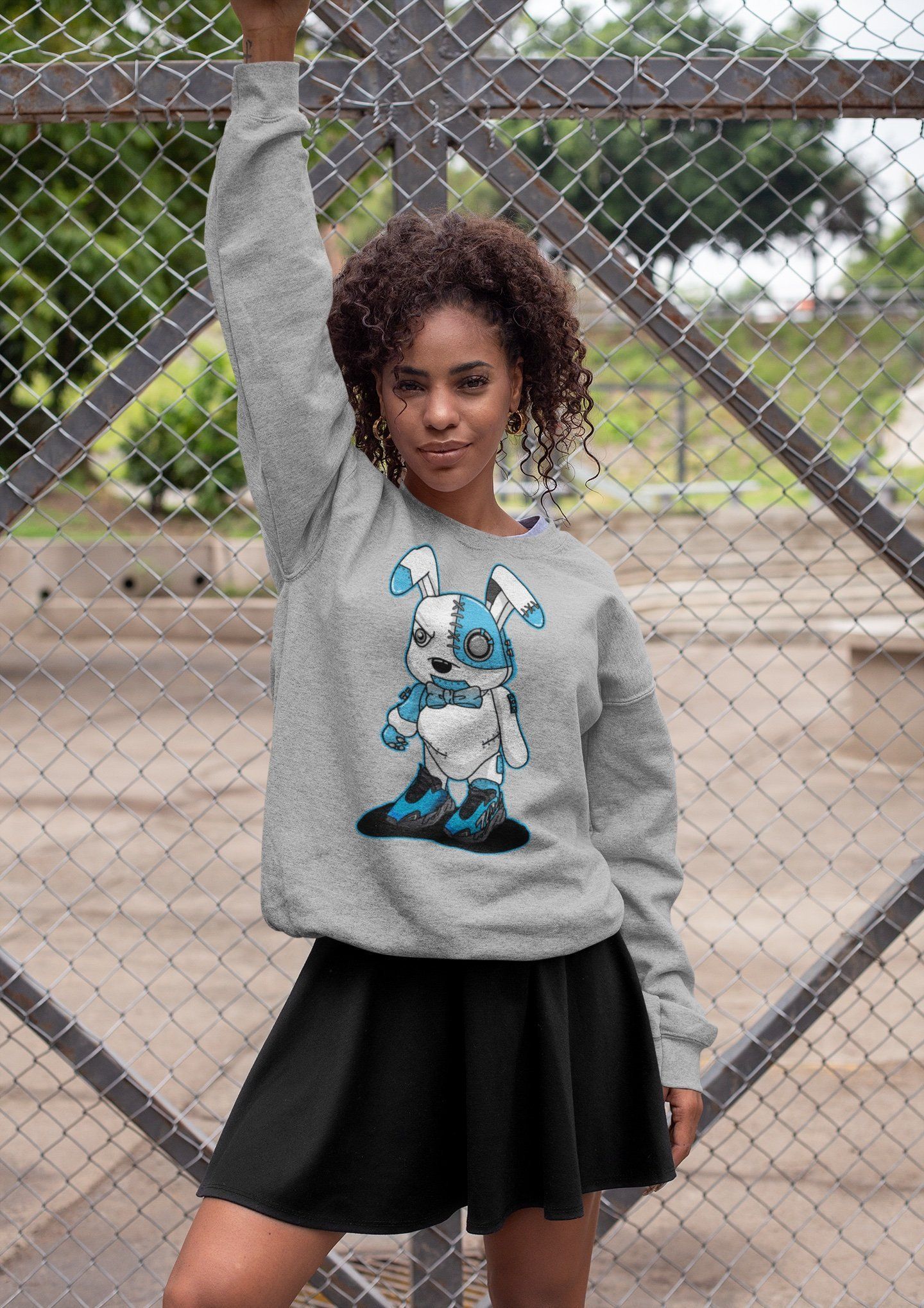 Yeezy 700 Bright Cyan Sneaker Match Tees Cyborg Bunny Sneaker Tees Yeezy 700 Bright Cyan Sneaker Release Tees Unisex Shirts