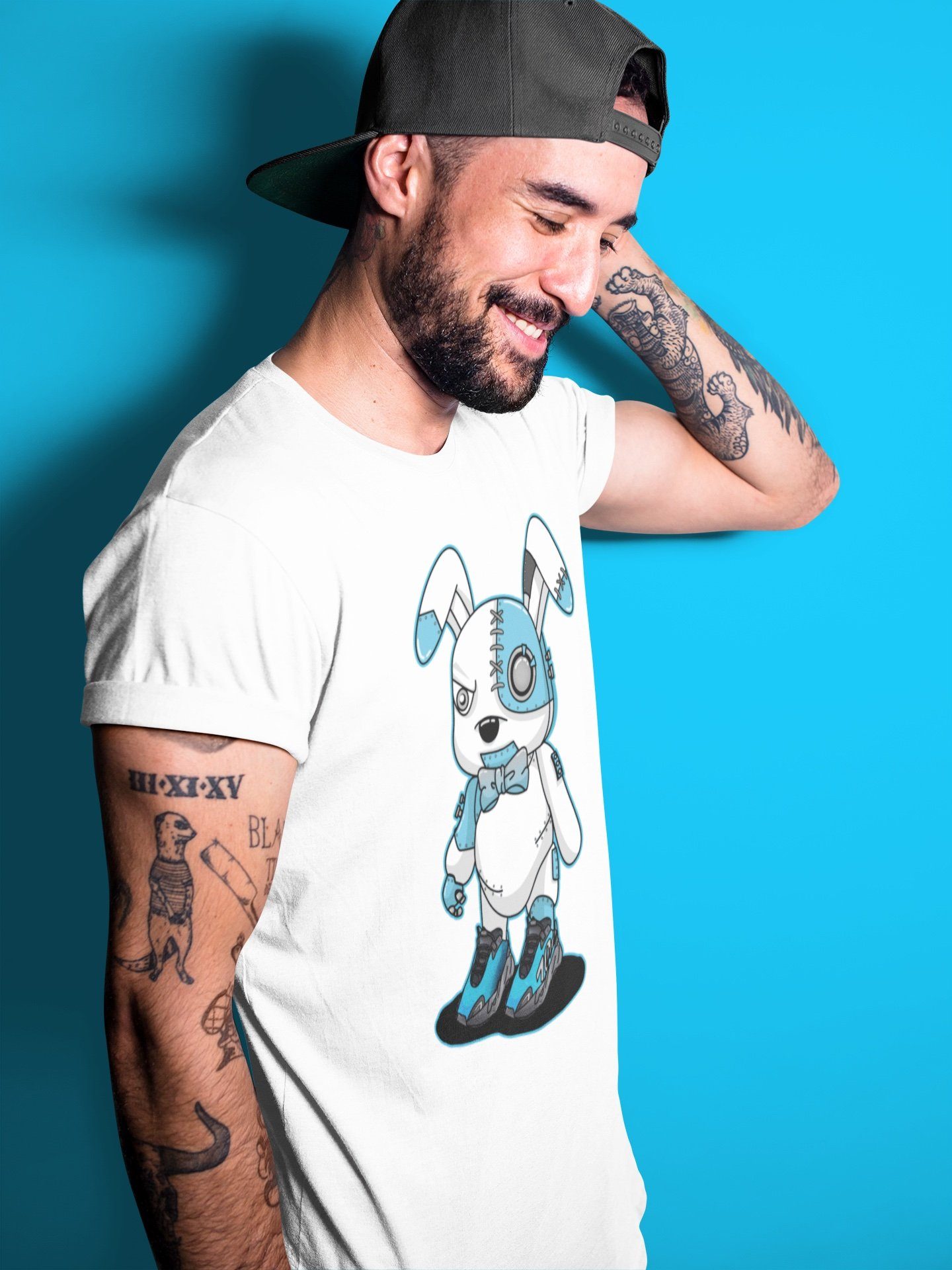 Yeezy 700 Bright Cyan Sneaker Match Tees Cyborg Bunny Sneaker Tees Yeezy 700 Bright Cyan Sneaker Release Tees Unisex Shirts