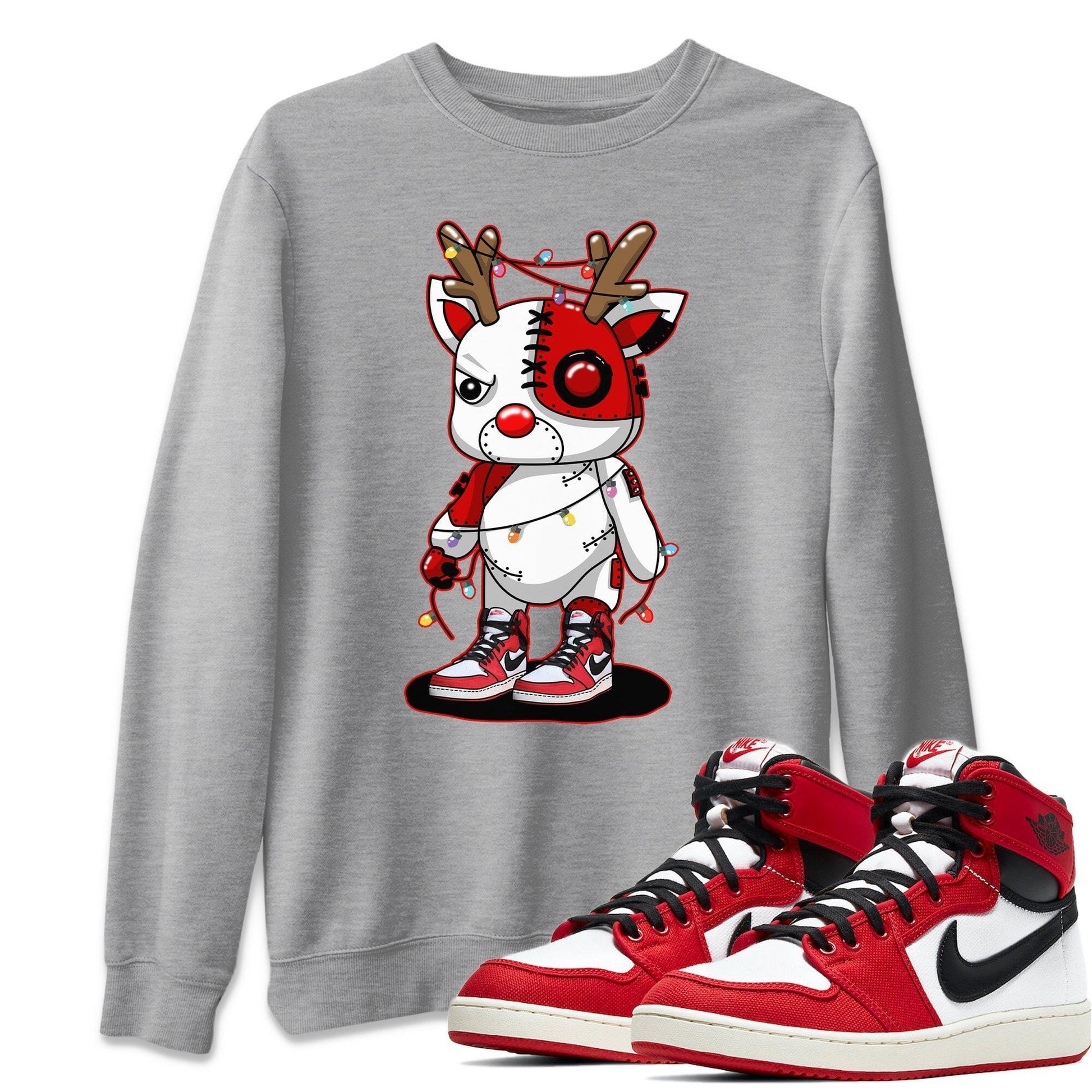 Jordan 1 AJKO Chicago Sneaker Match Tees Cyborg Reindeer Sneaker Tees Jordan 1 AJKO Chicago Sneaker Release Tees Unisex Shirts